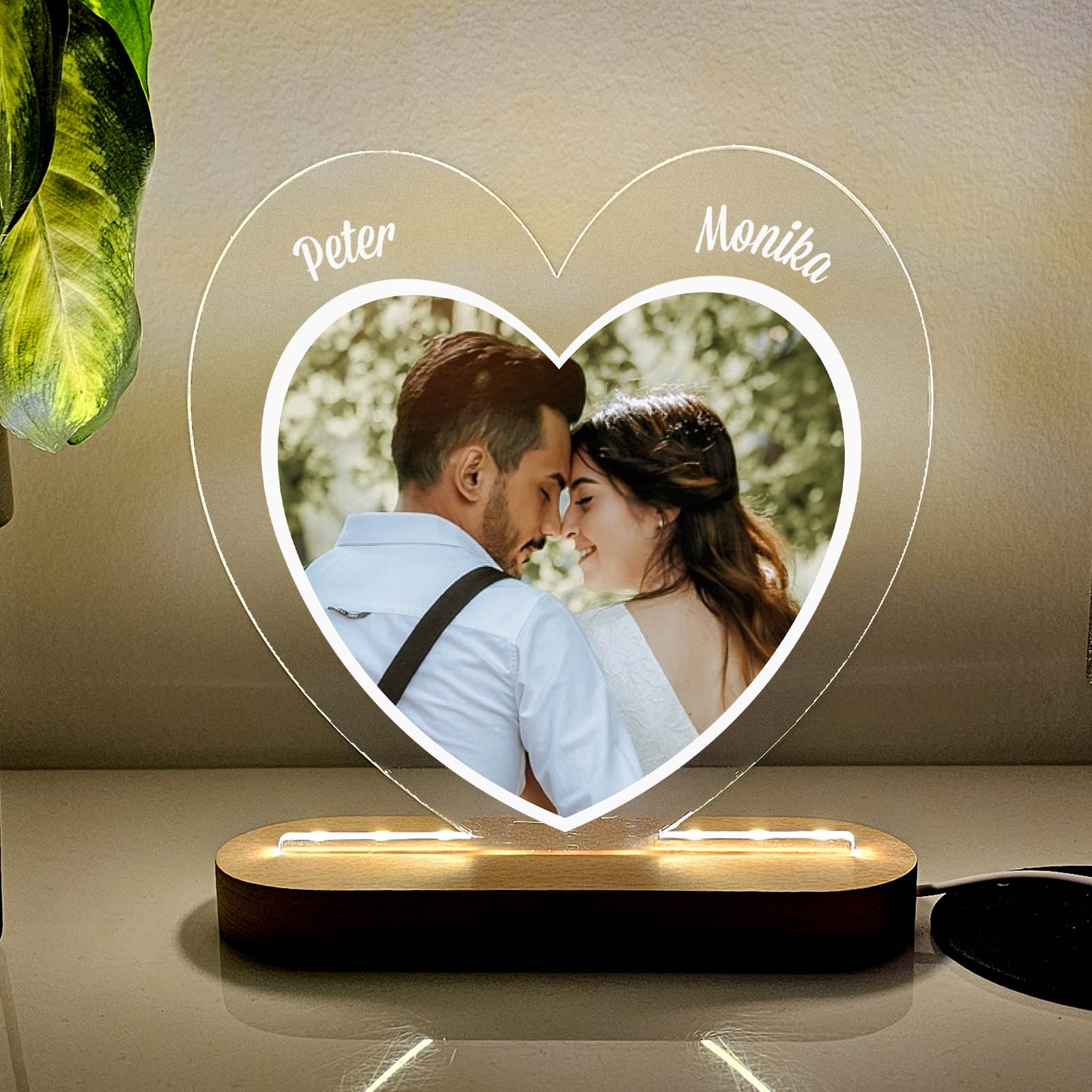 Foto auf Herz-LED-Lampe