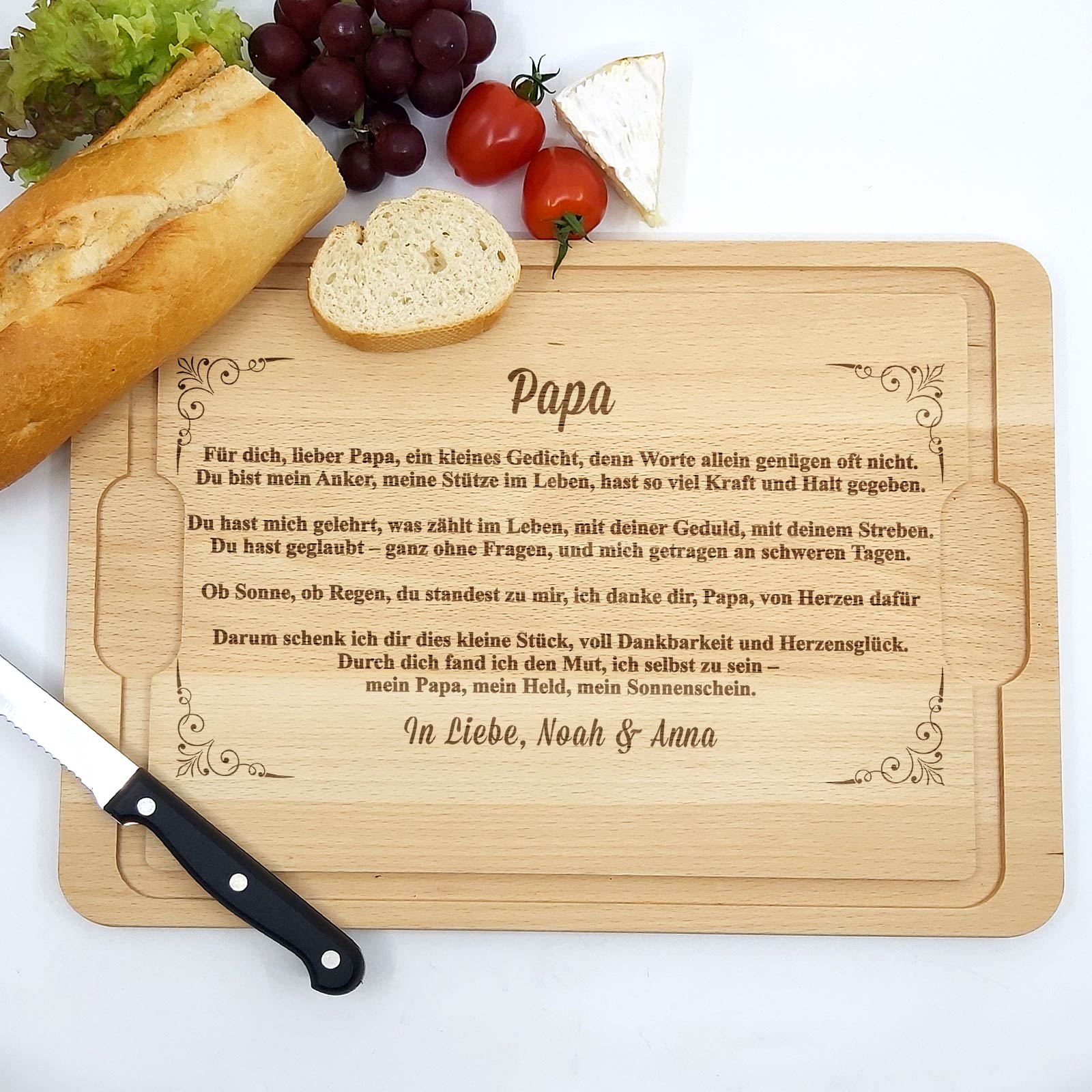 Papa, meine Stütze und mein Begleiter – Schneidebrett mit Herz