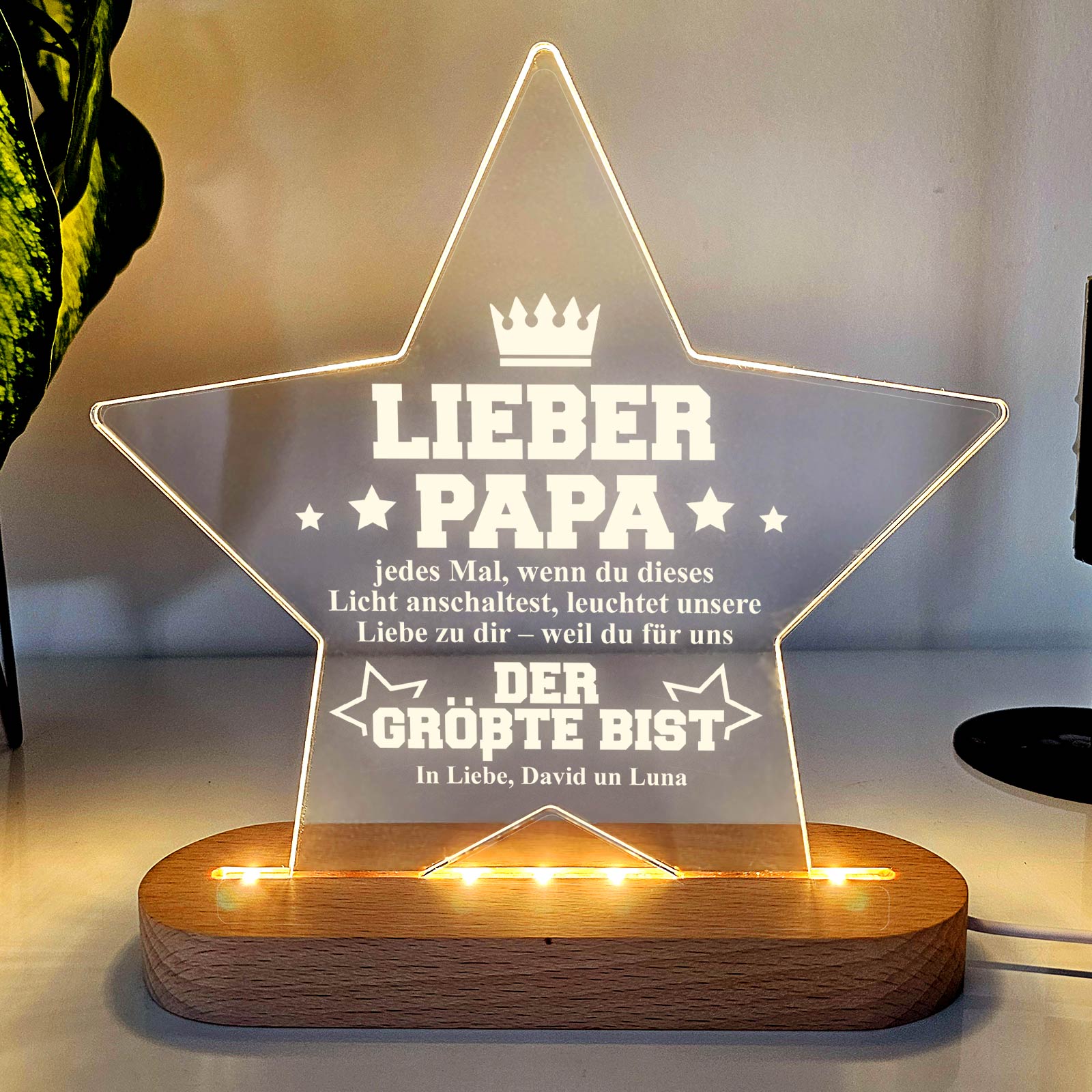 LED-Erinnerungslicht für Papa – Unsere Liebe leuchtet für dich