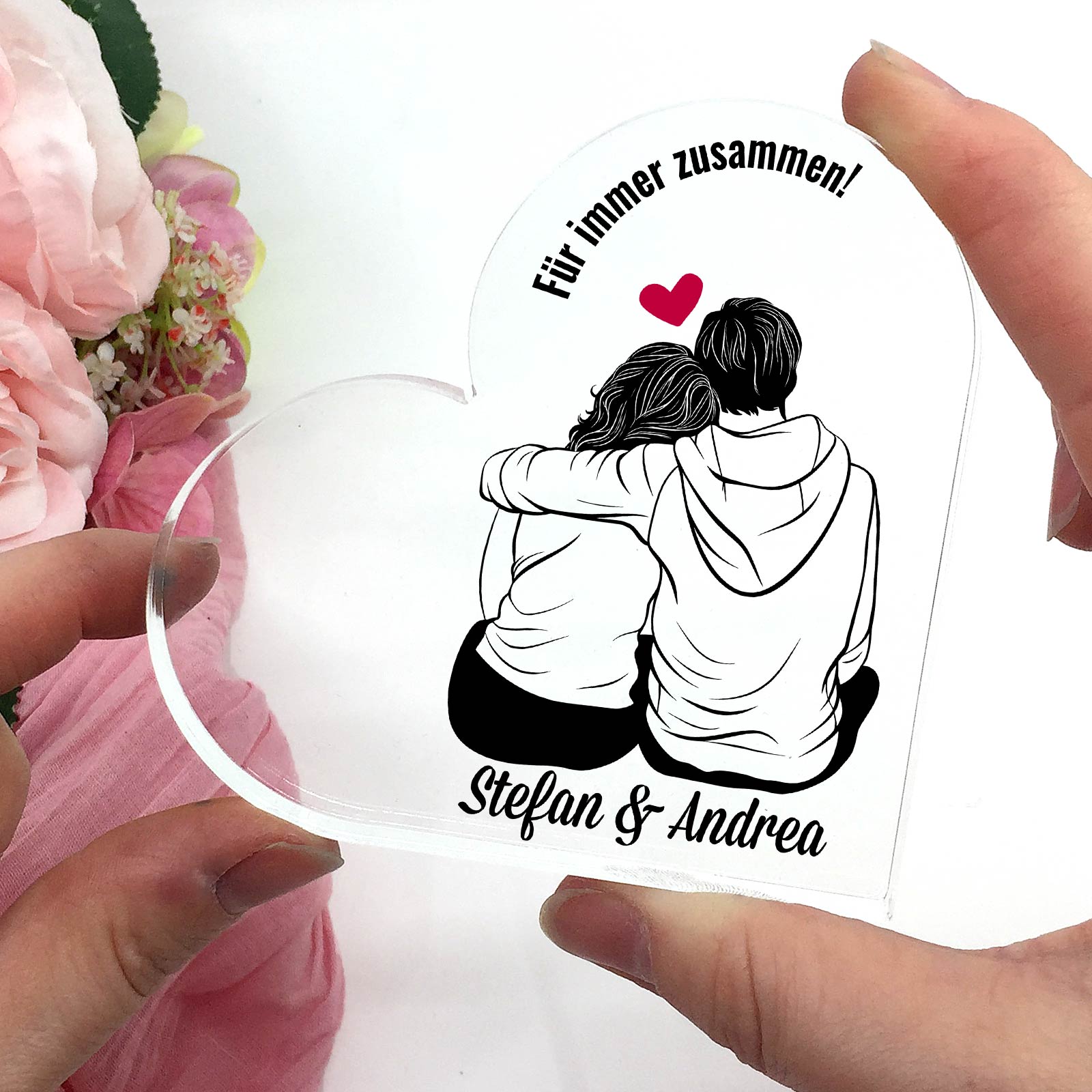 Liebespaar – Personalisierbares Plexiglasherz