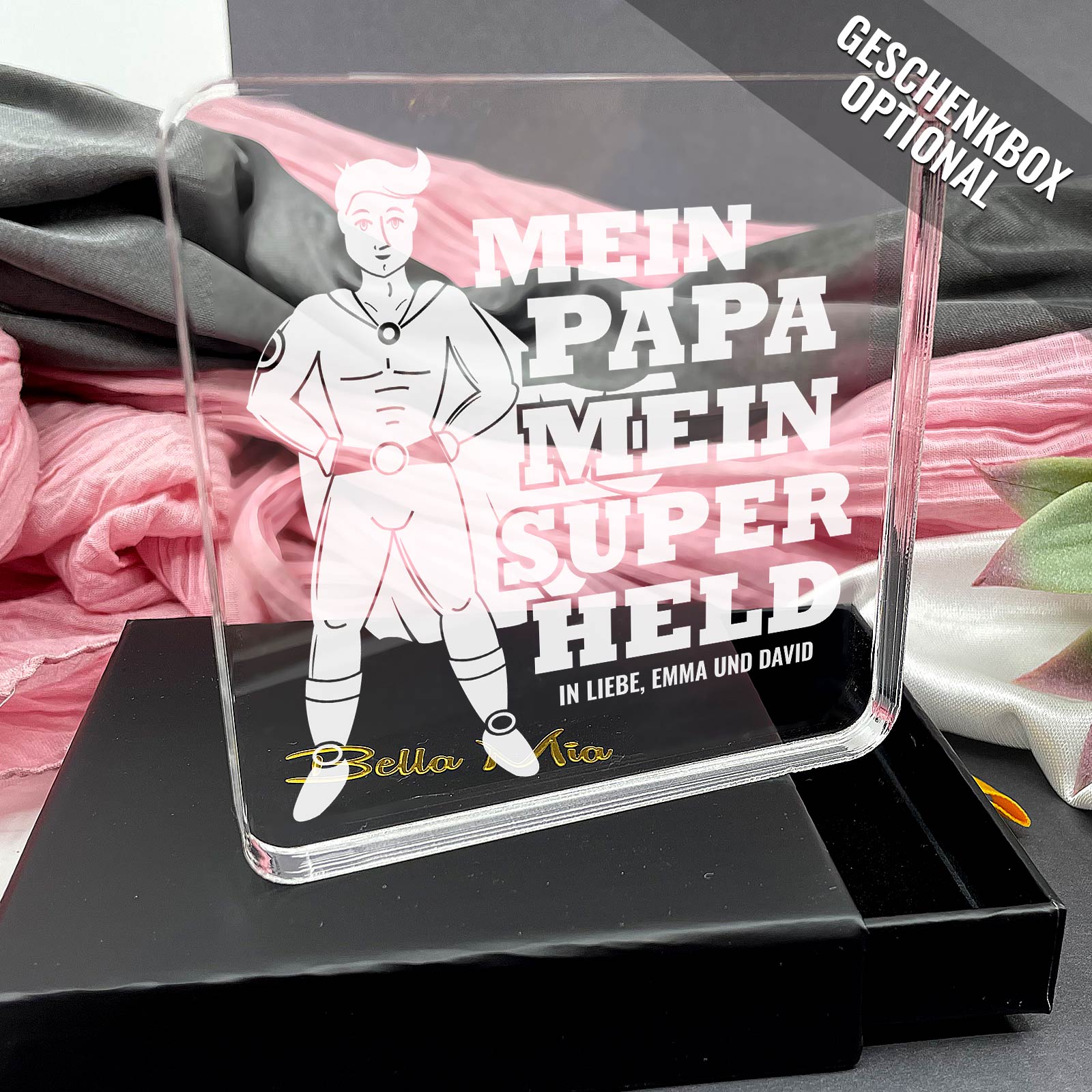 Geschenk für Papa: Mein Superheld aus Plexiglas