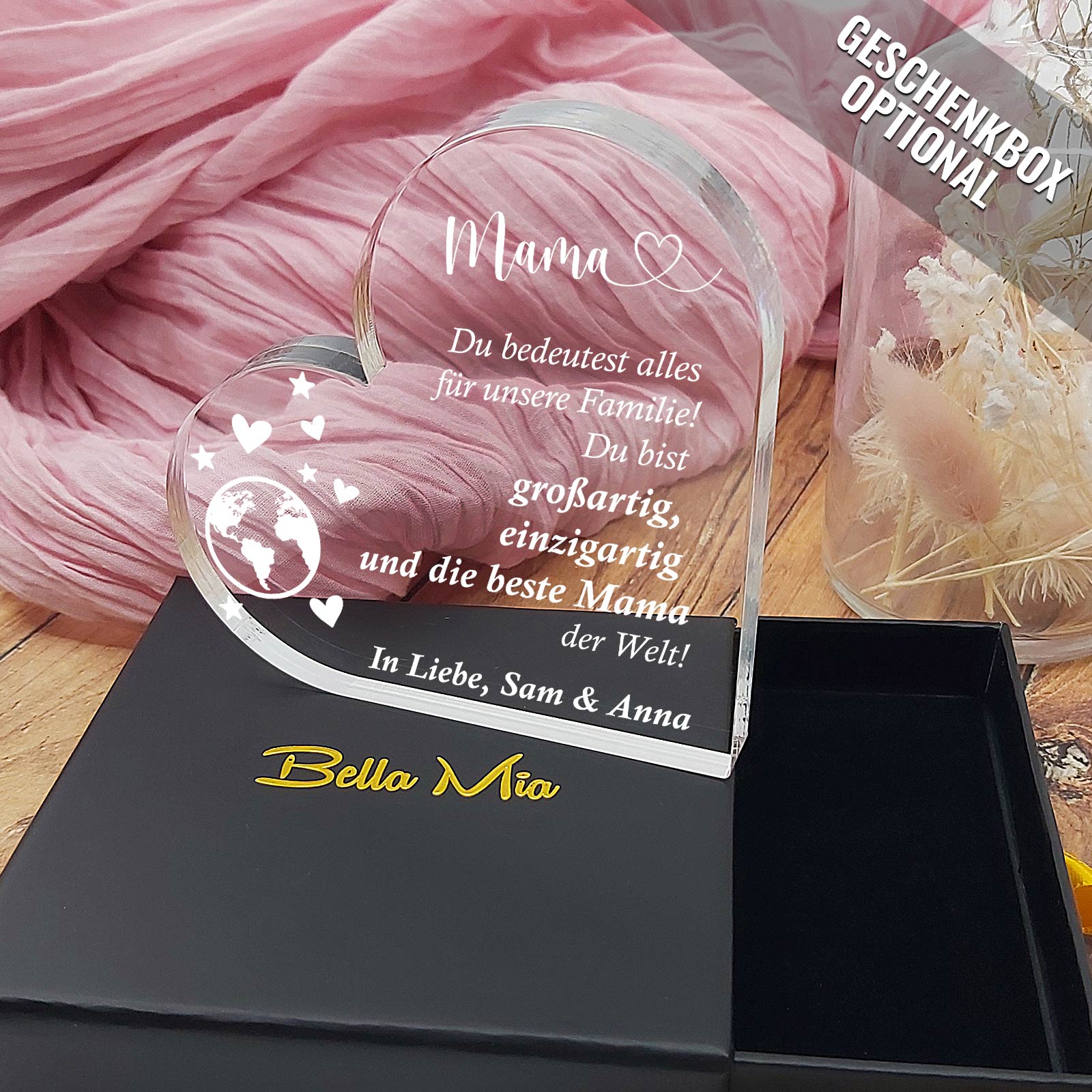 Du bedeutest alles für unsere Familie – Plexiglasherz