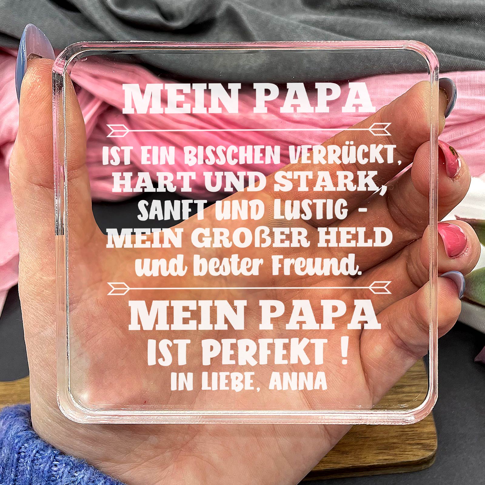 Mein Papa ist perfekt ! – Persönliches Geschenk aus Plexiglas