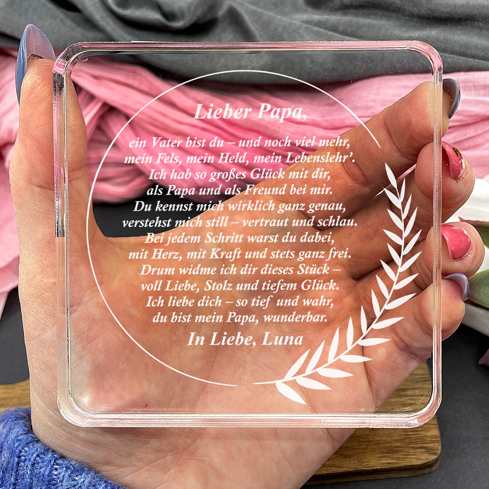 Papa, dieses Gedicht ist für dich – Geschenk aus Plexiglas