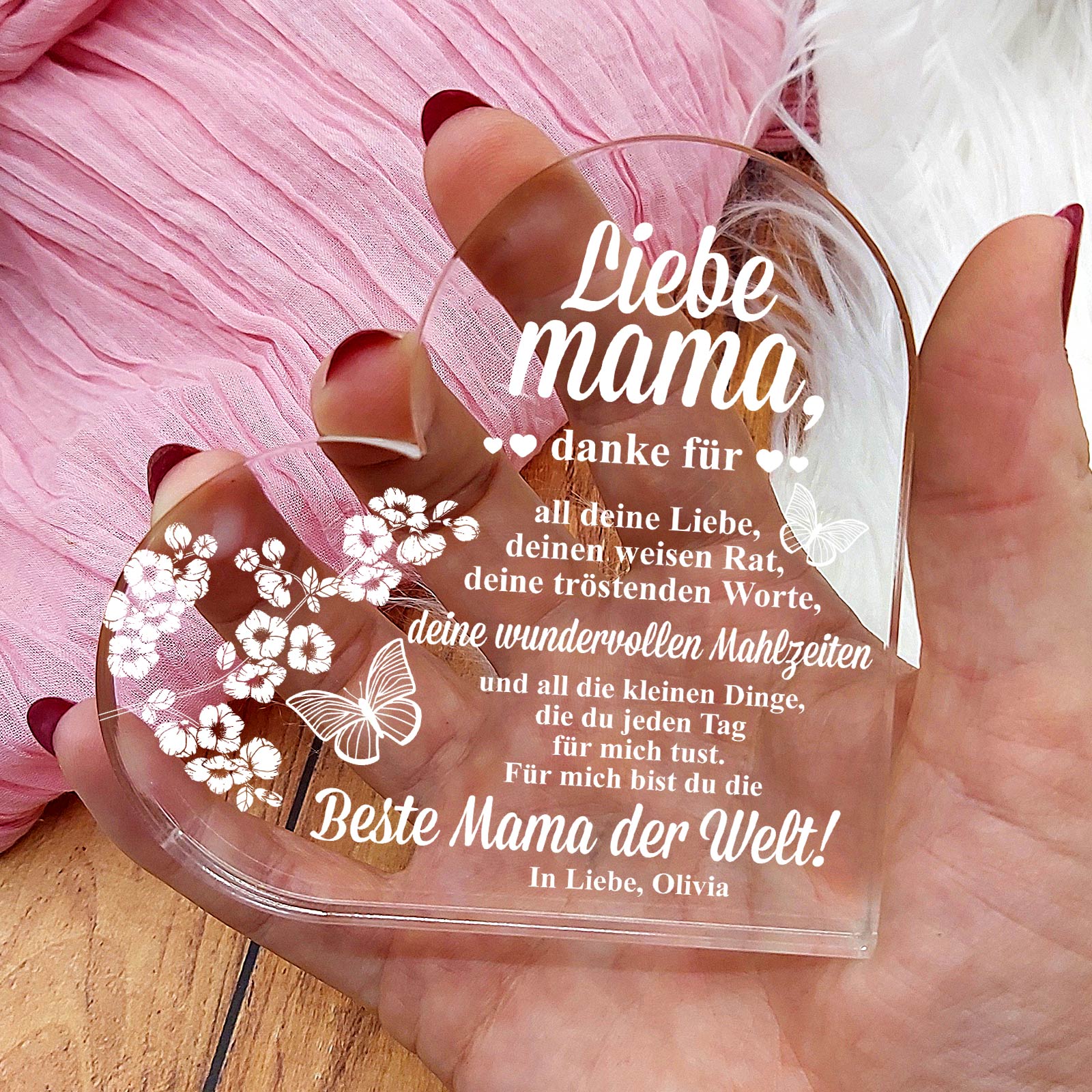 Ich möchte mich bei dir bedanken – Herz aus Plexiglas