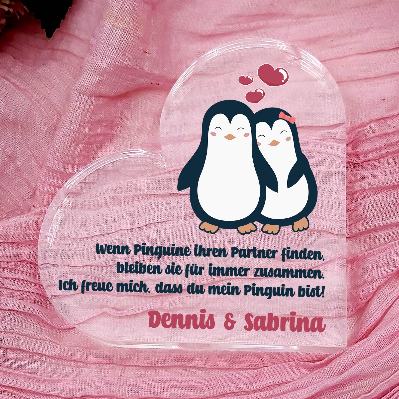 Pinguin Paar – Plexiglasherz
