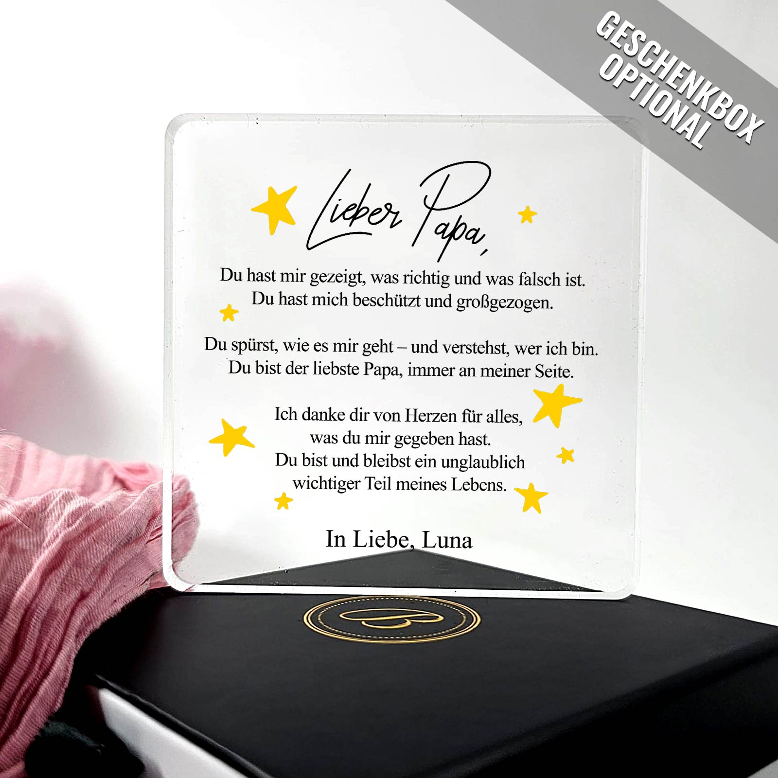 Du hast mir alles beigebracht – Plexiglas-Plakette für Papa