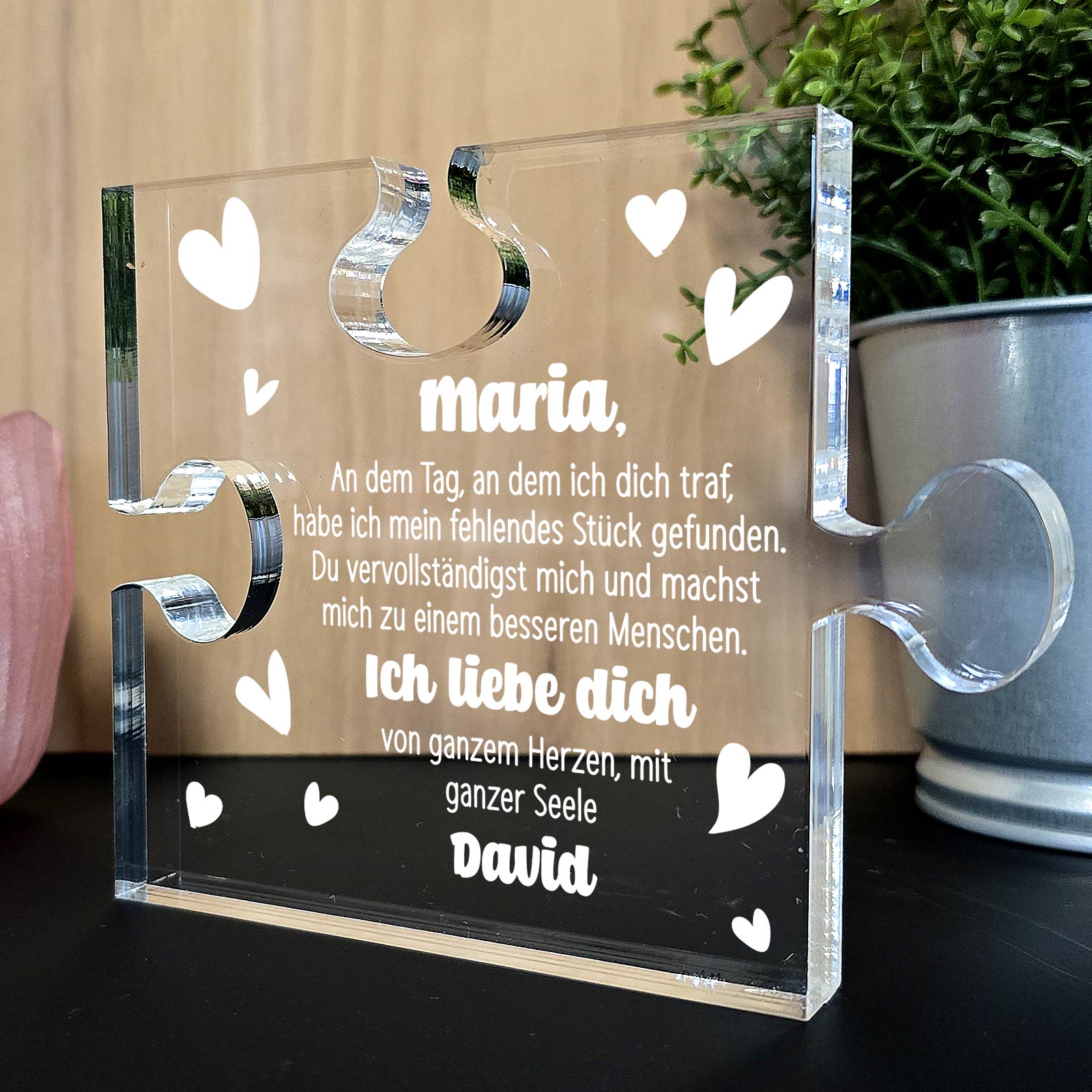 Du vervollständigst mich - Plexiglas-Puzzle Tel