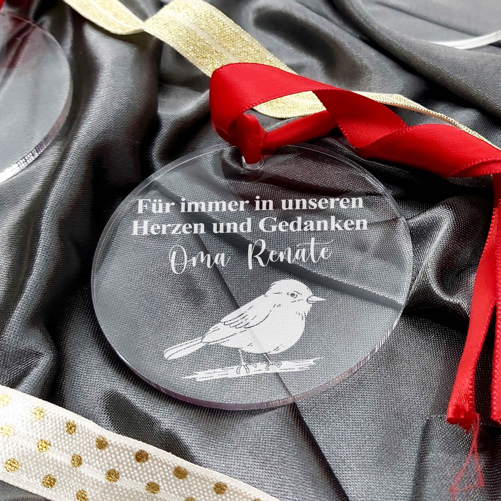 In erinnerung - Rotkehlchen Weihnachtsdeko aus Plexiglas