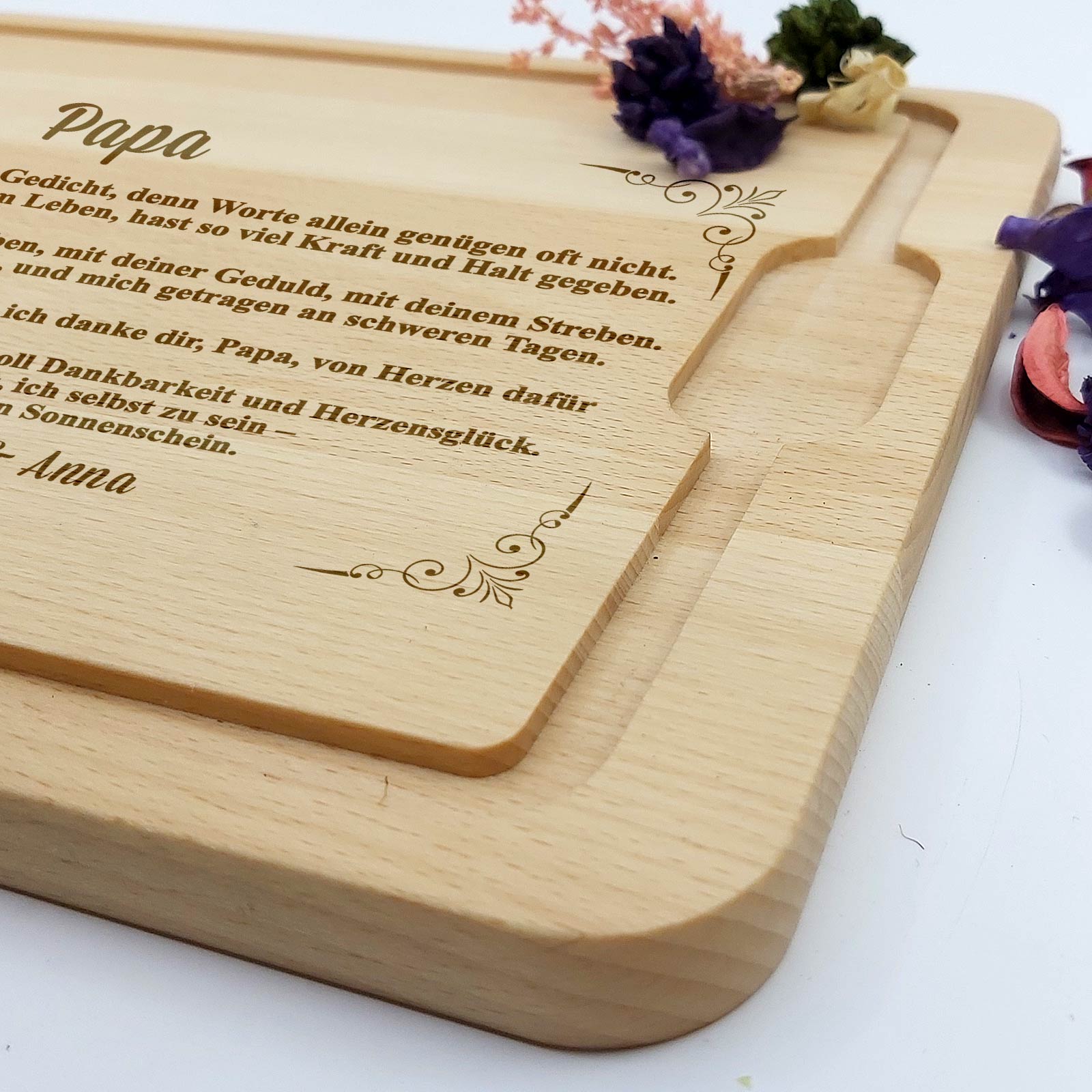 Papa, meine Stütze und mein Begleiter – Schneidebrett mit Herz