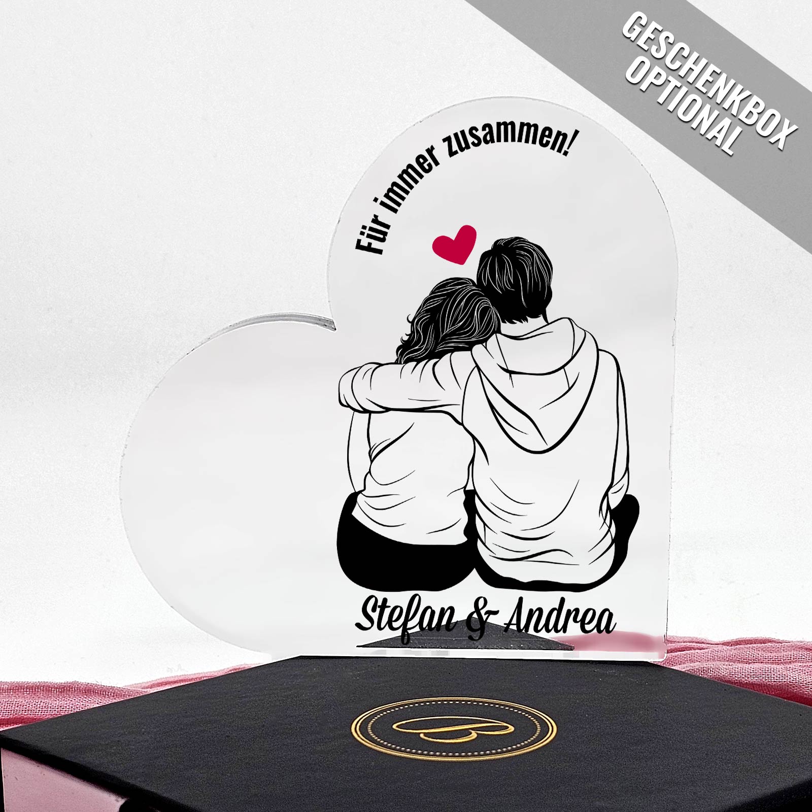 Liebespaar – Personalisierbares Plexiglasherz