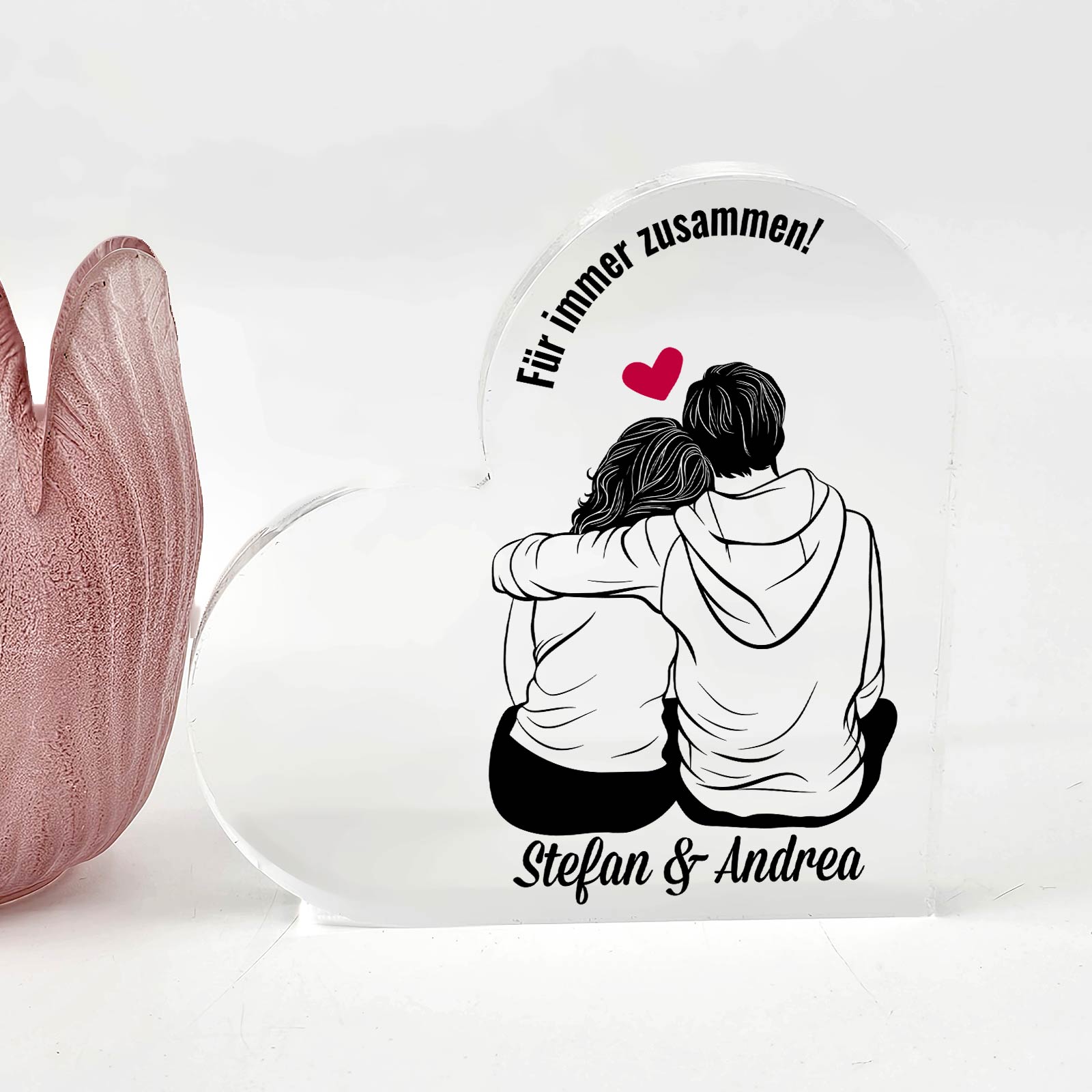 Liebespaar – Personalisierbares Plexiglasherz