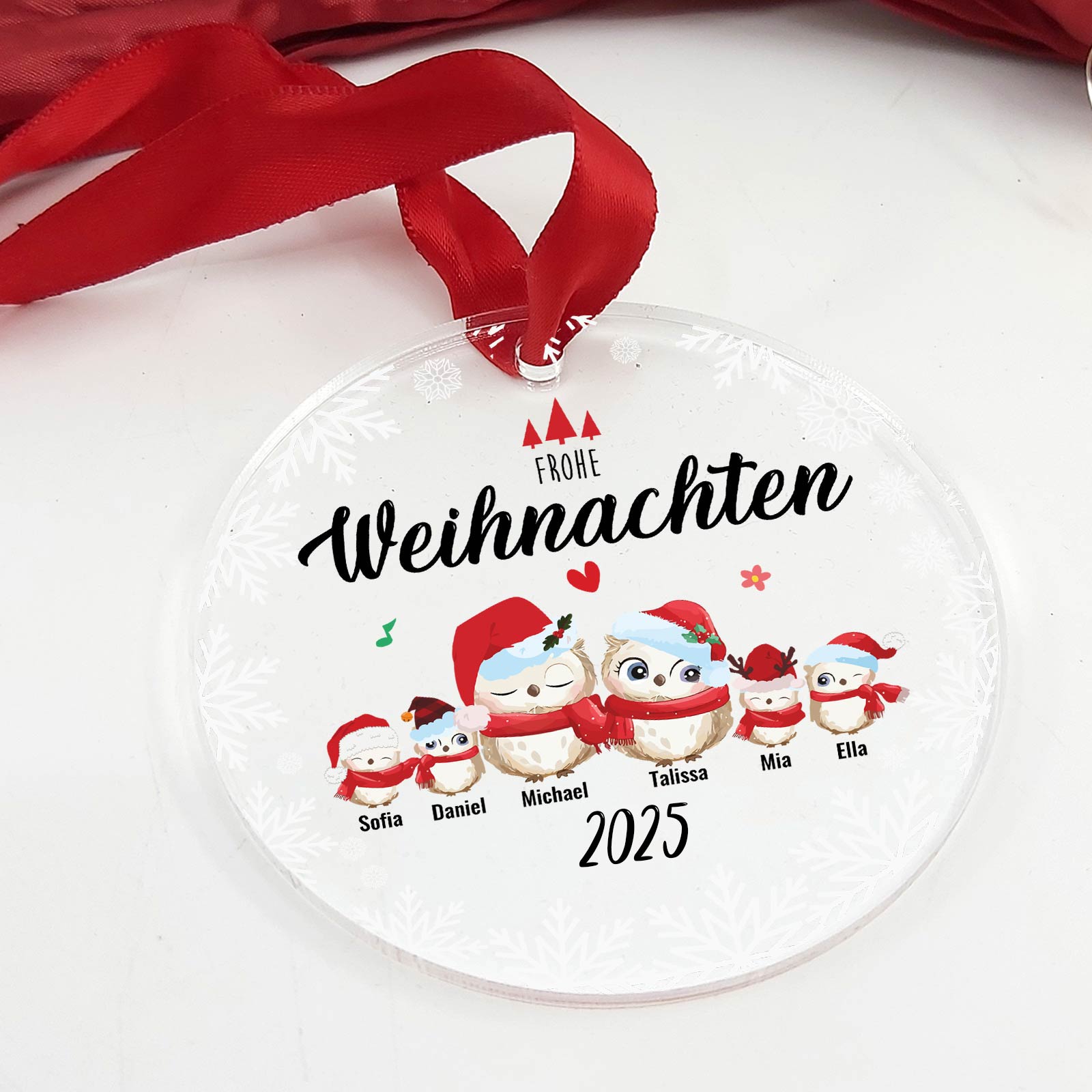 Niedliche Vogelfamilie - Weihnachtsdeko aus Plexiglas