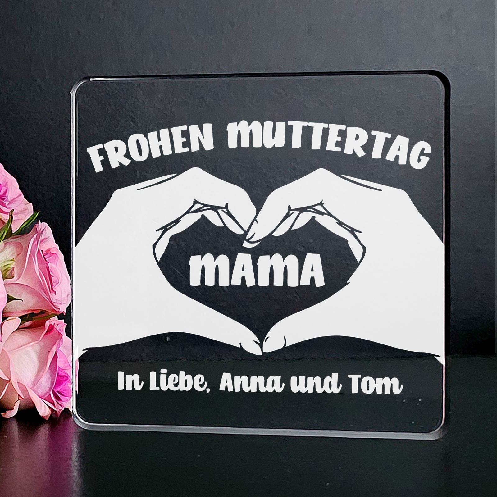 Herzensgruß für Mama - Plexiglasplakette