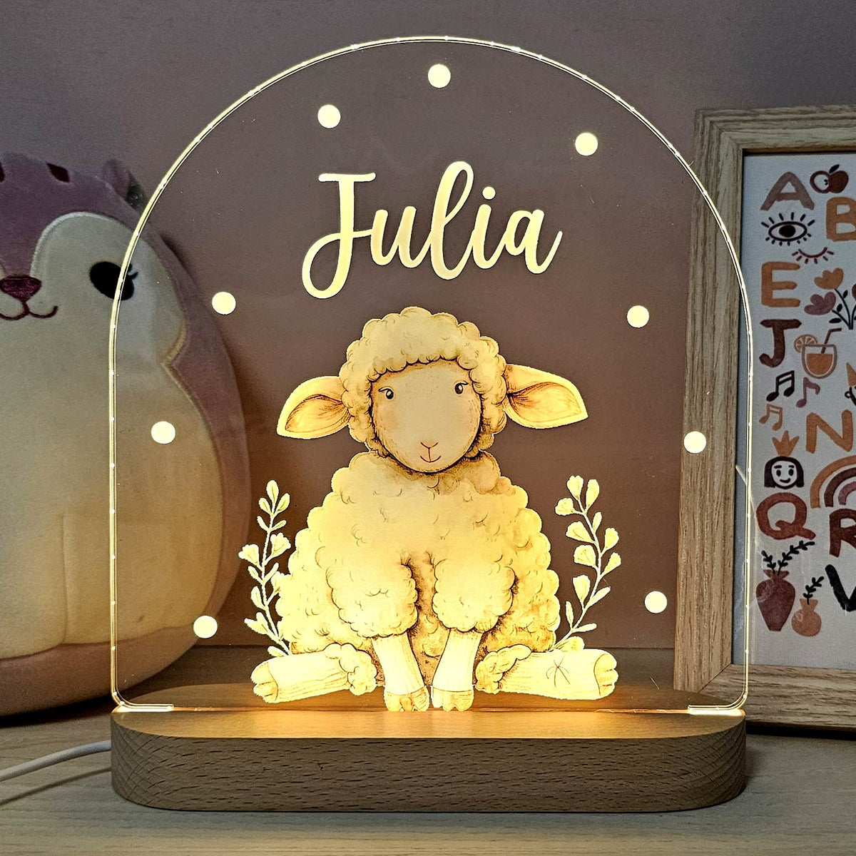 Kuscheltiere-Nachtlampe mit Namen