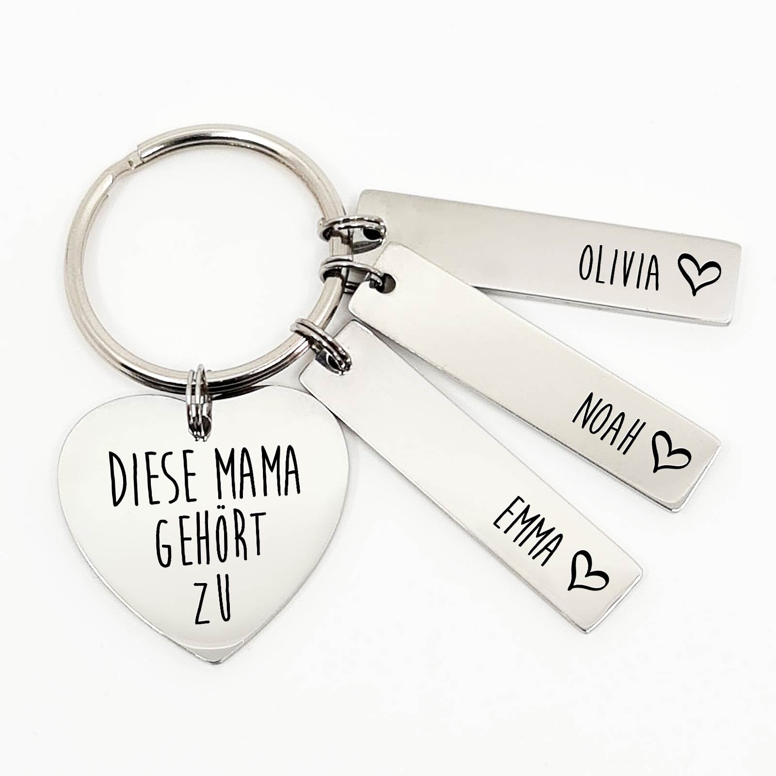 Diese Mama gehört zu - Schlüsselanhänger Herz