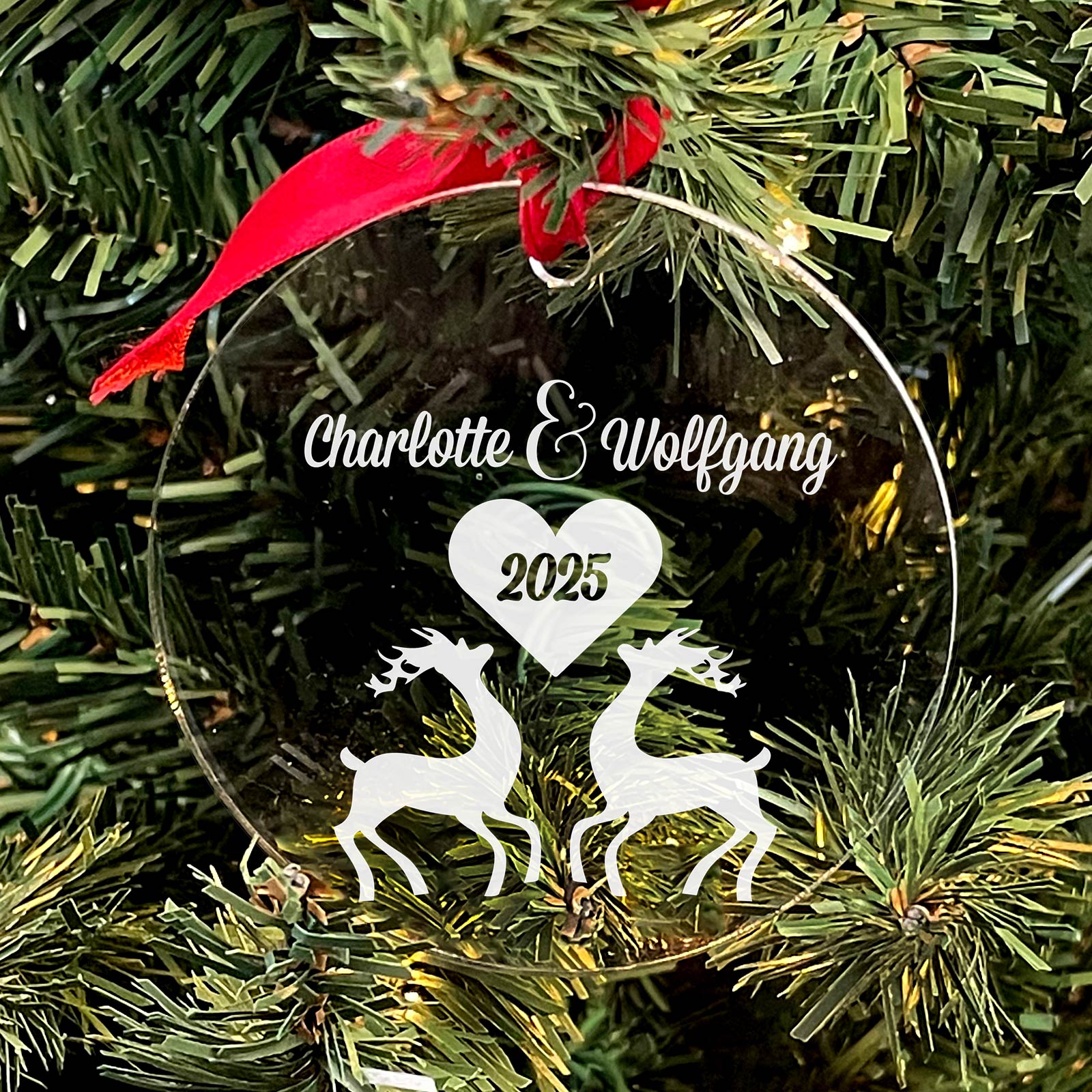 Plexiglas Weihnachtsdeko Rentierliebe