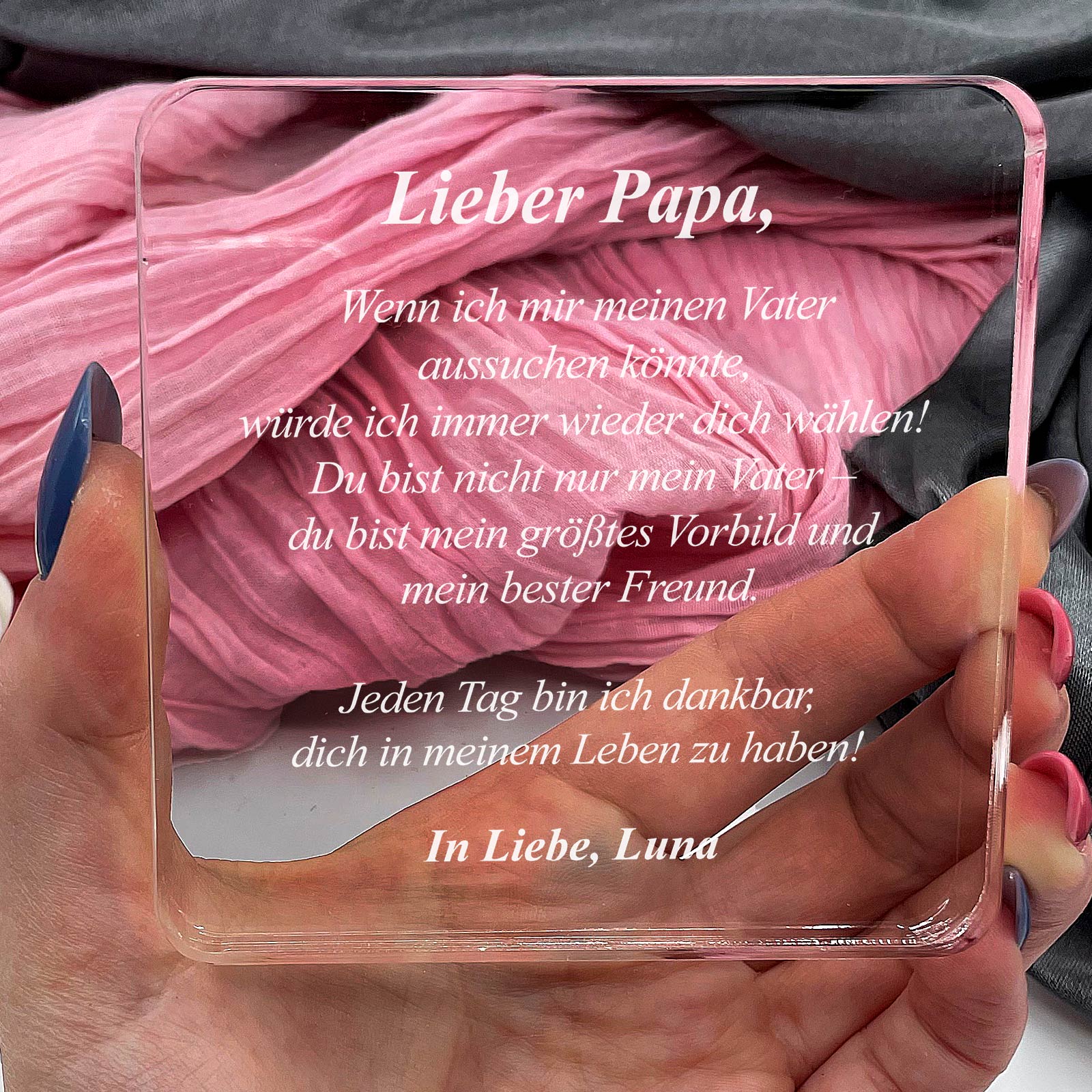 „Wenn ich meinen Vater wählen könnte…“ – Persönliches Geschenk aus Plexiglas