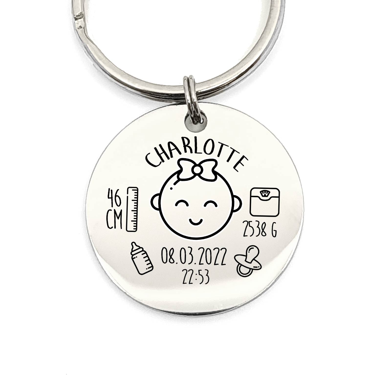 Schlüsselanhänger zur Geburt (Mädchen)