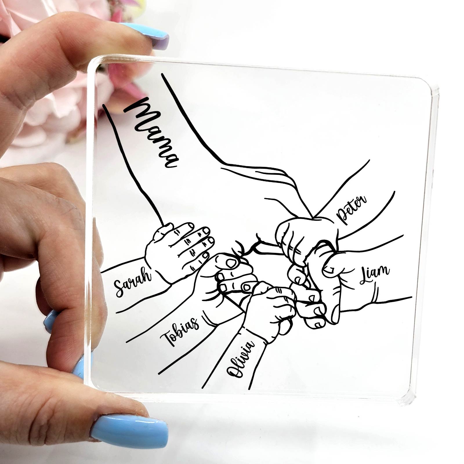 Familienhände – Plexiglas-Plakette