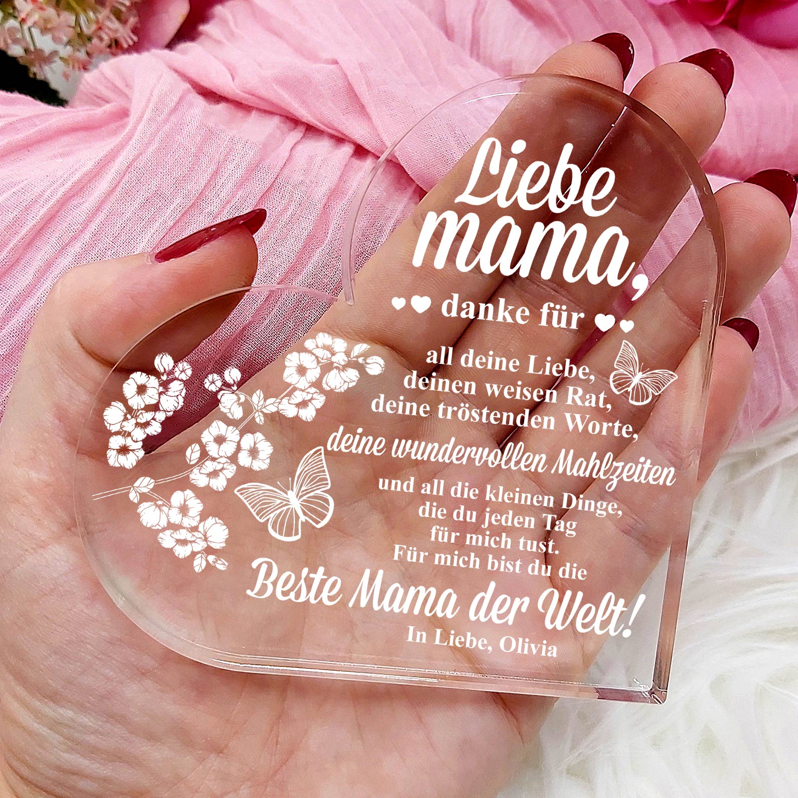 Ich möchte mich bei dir bedanken – Herz aus Plexiglas