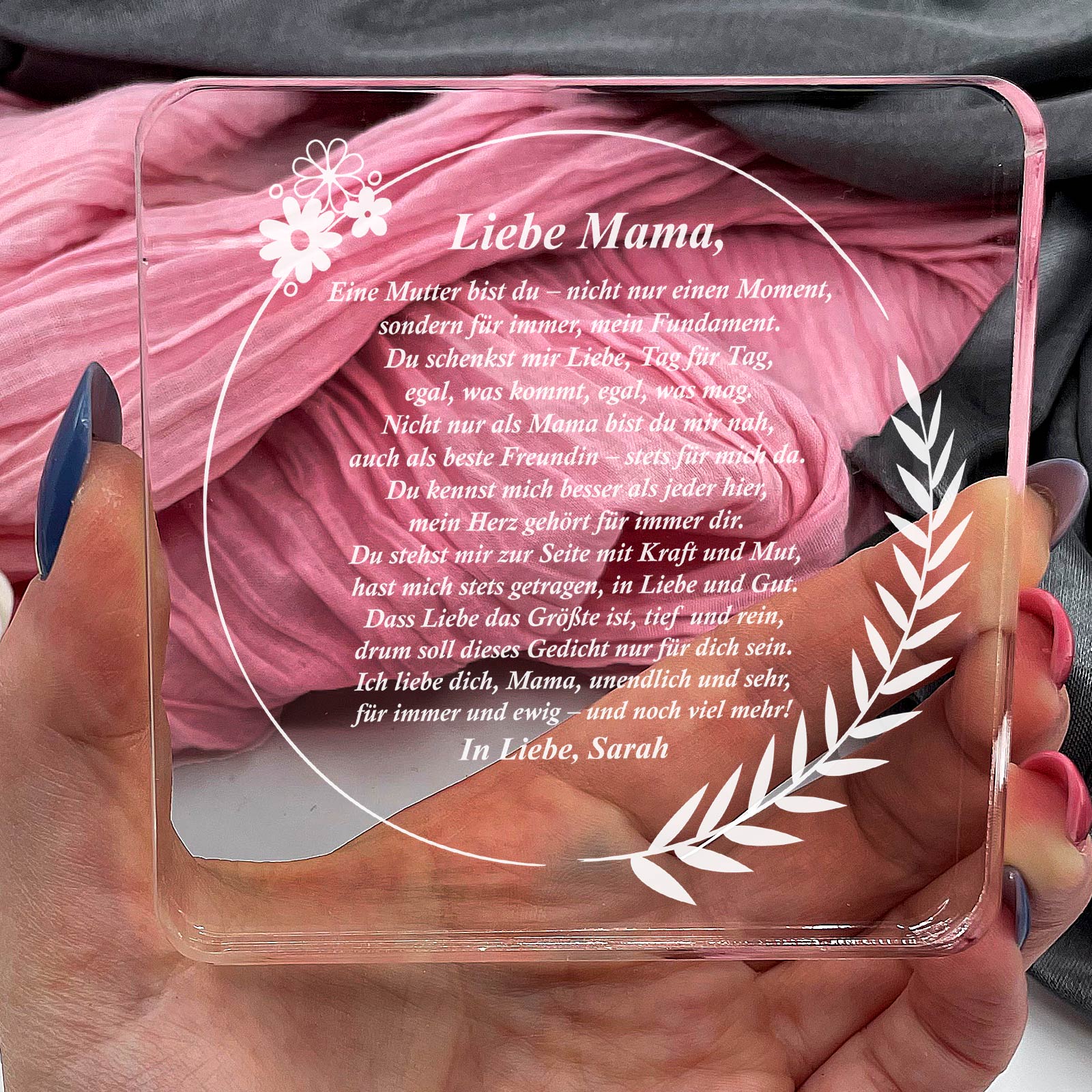 Mama, dieses Gedicht ist für dich  – Plexiglasplakette