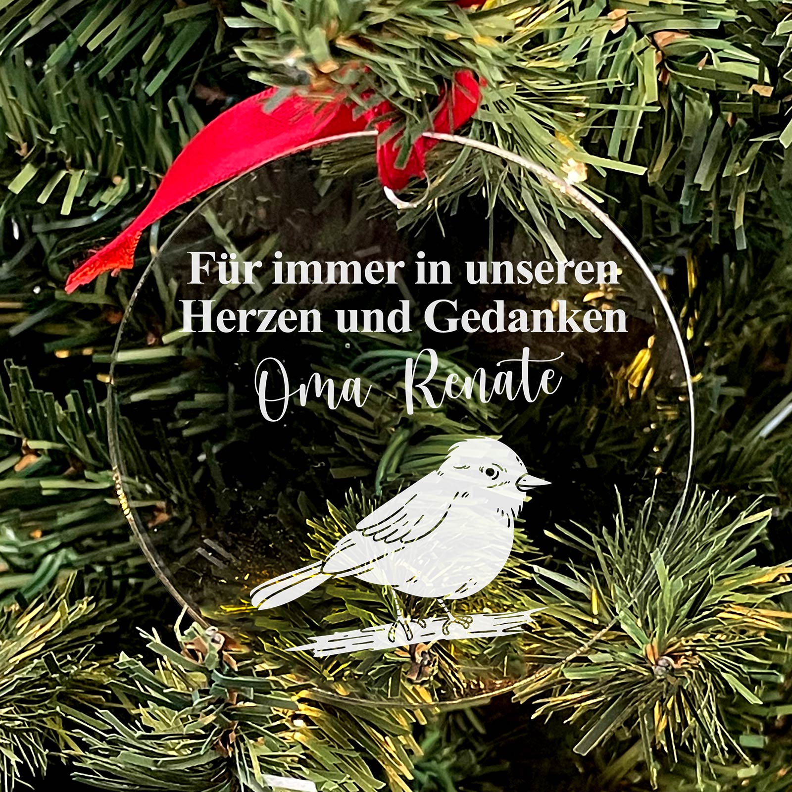 In erinnerung - Rotkehlchen Weihnachtsdeko aus Plexiglas