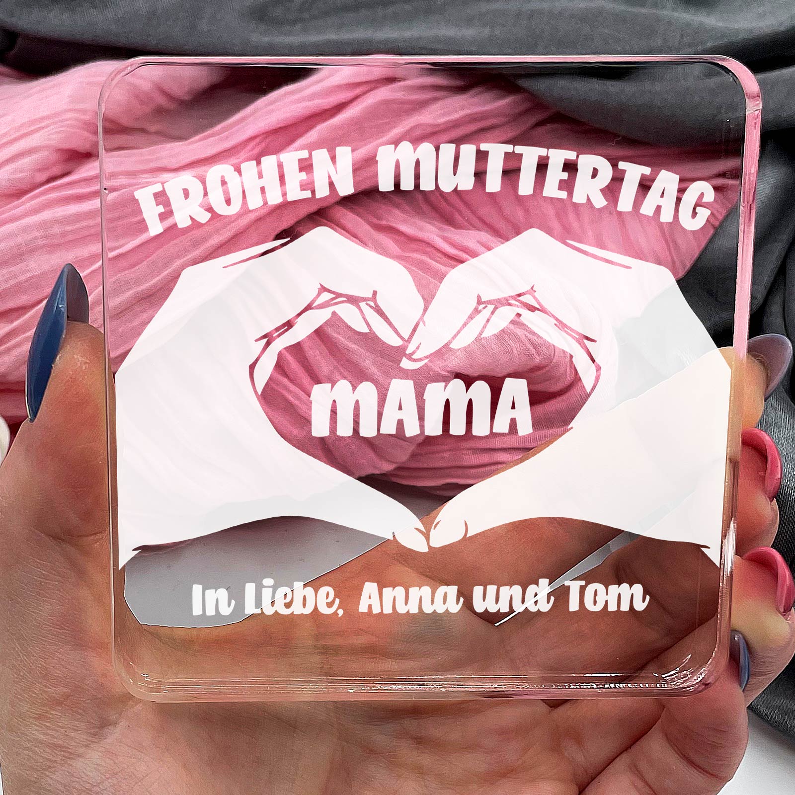 Herzensgruß für Mama - Plexiglasplakette