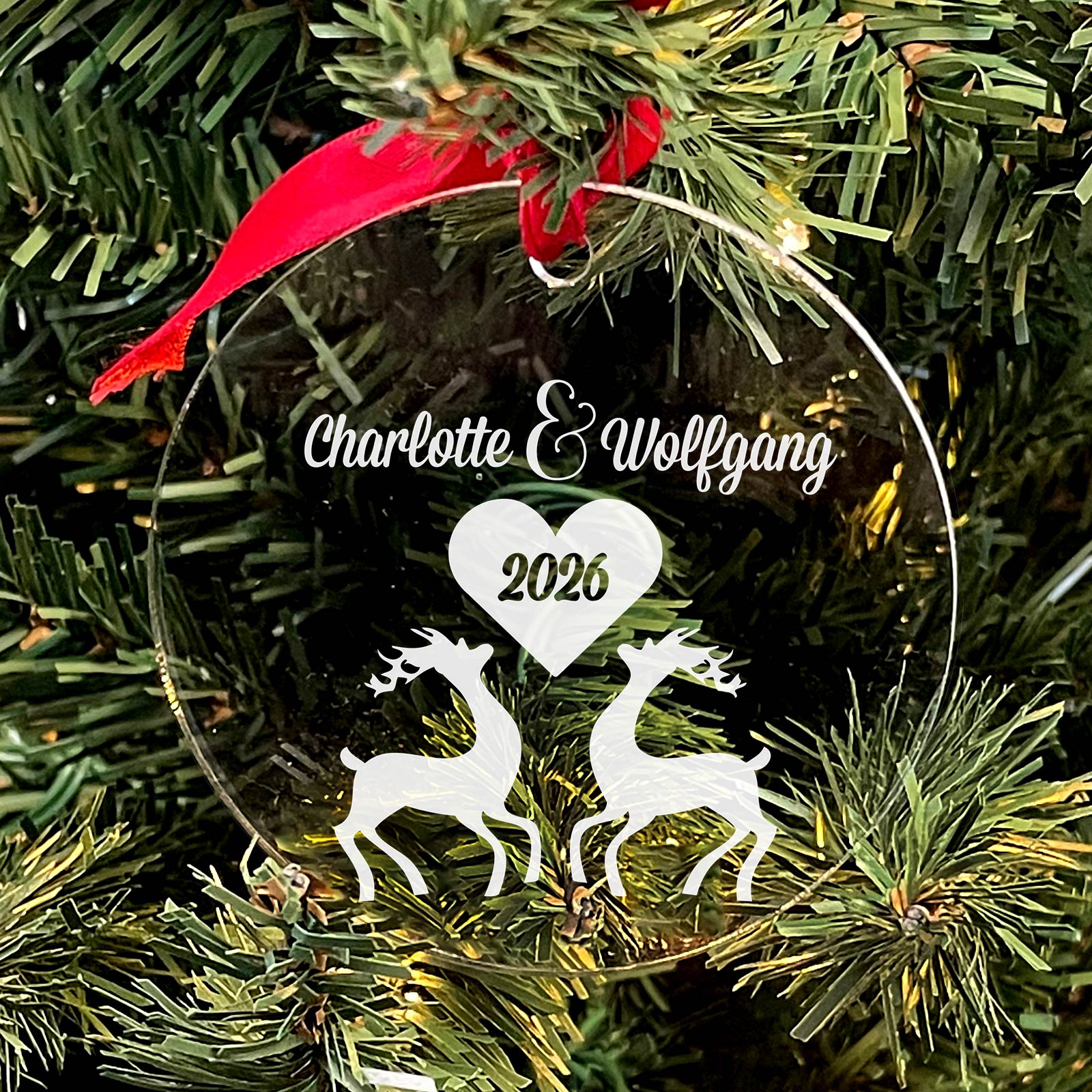 Plexiglas Weihnachtsdeko Rentierliebe