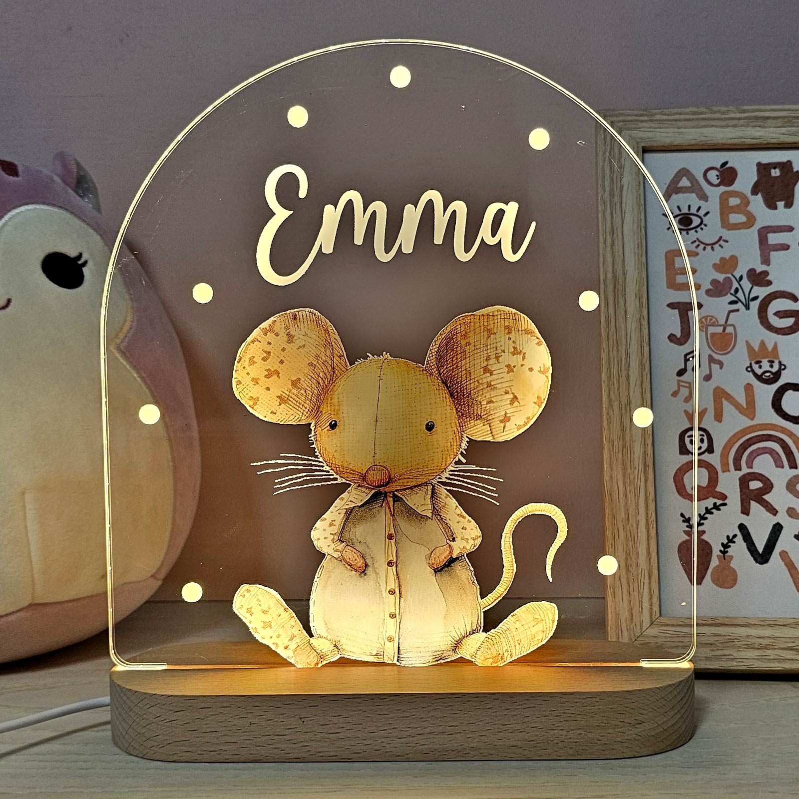 Kuscheltiere-Nachtlampe mit Namen