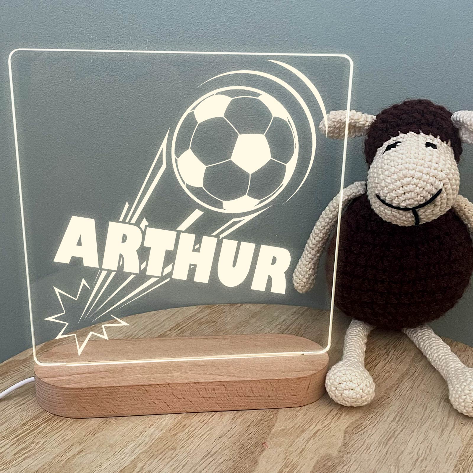 Fußball LED-Lampe mit Namen