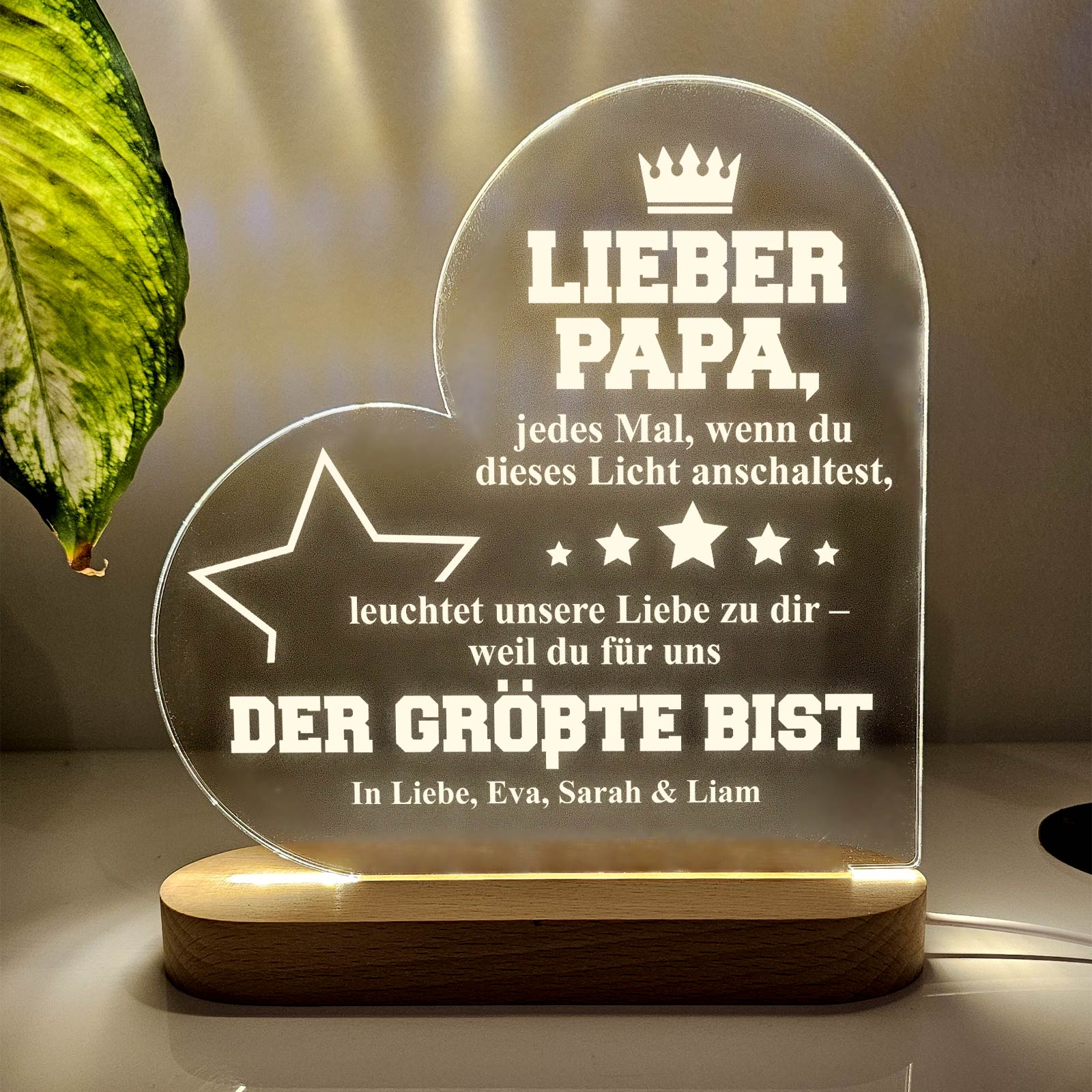 LED-Erinnerungslicht für Papa – Unsere Liebe leuchtet für dich