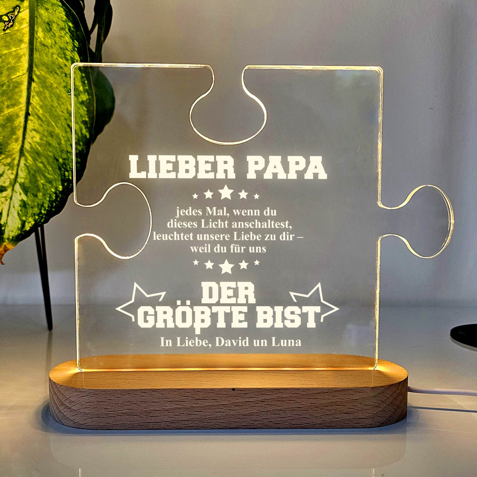 LED-Erinnerungslicht für Papa – Unsere Liebe leuchtet für dich