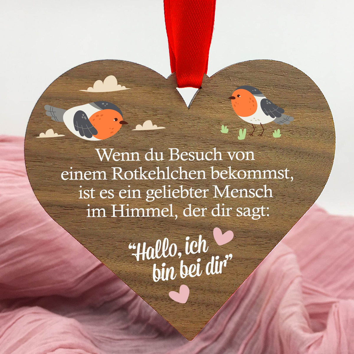 Wenn du Besuch von einem Rotkehlchen bekommst - Walnussherz