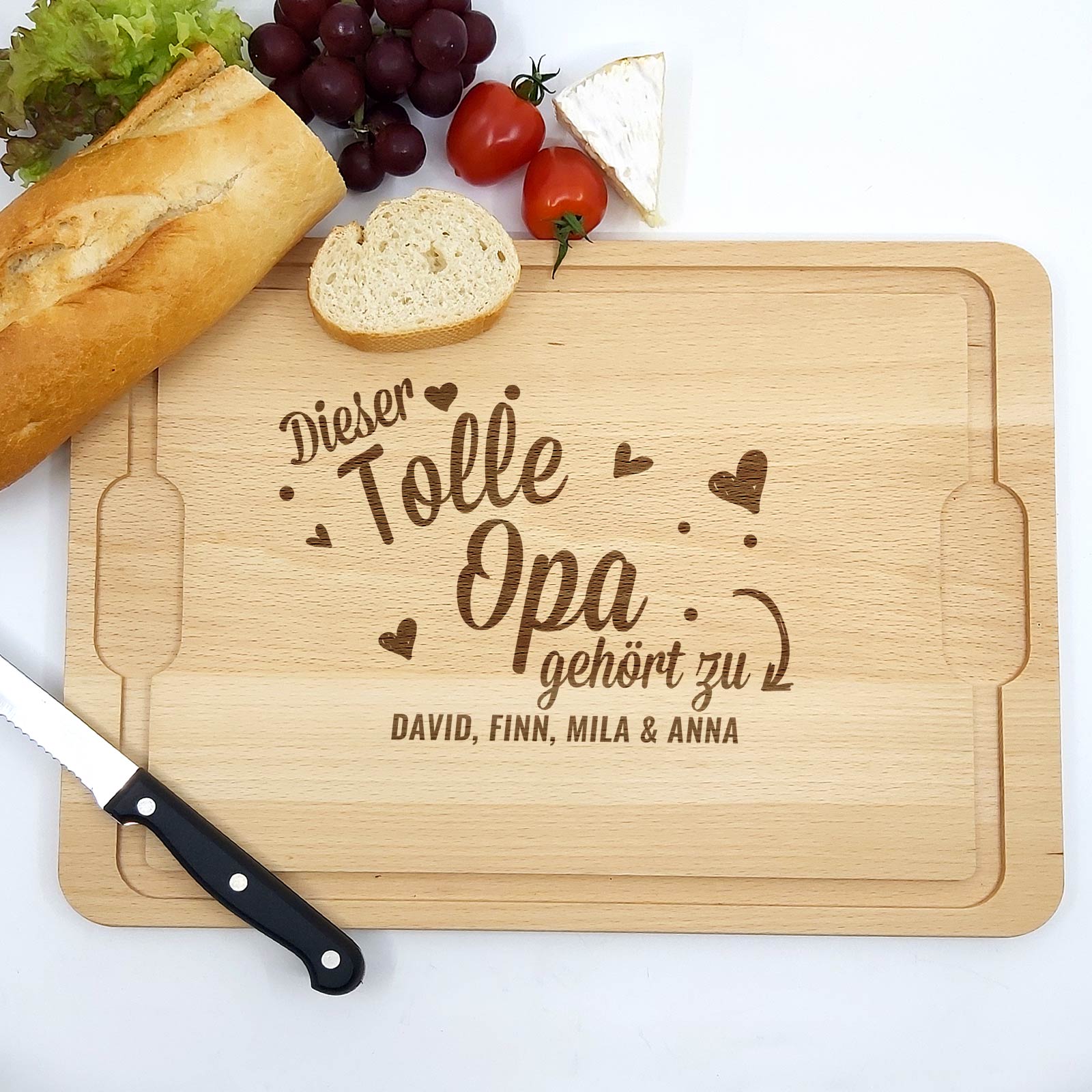 Schneidebrett „Dieser tolle Papa / Opa gehört zu …“