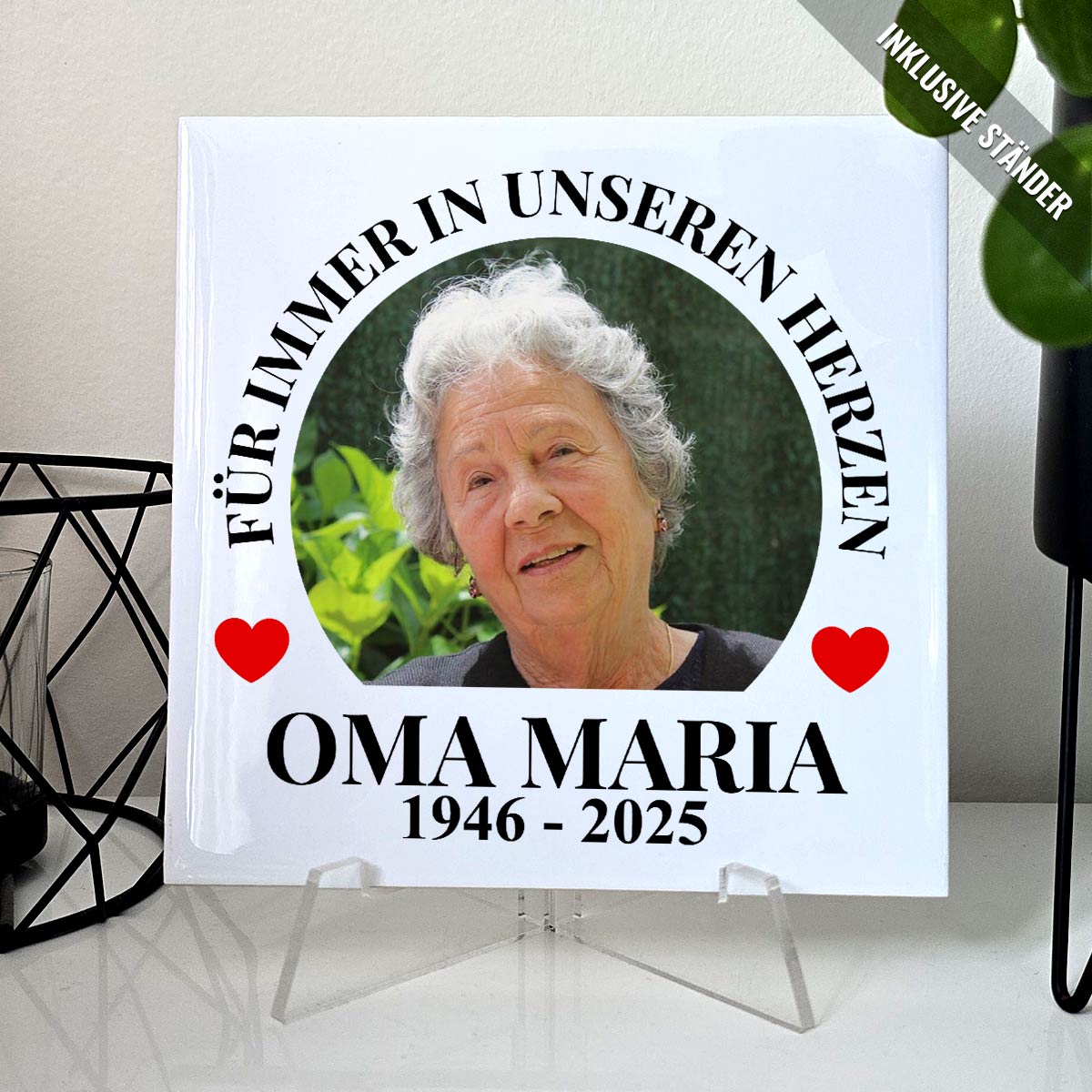 in unseren Herzen - Keramikkachel mit foto