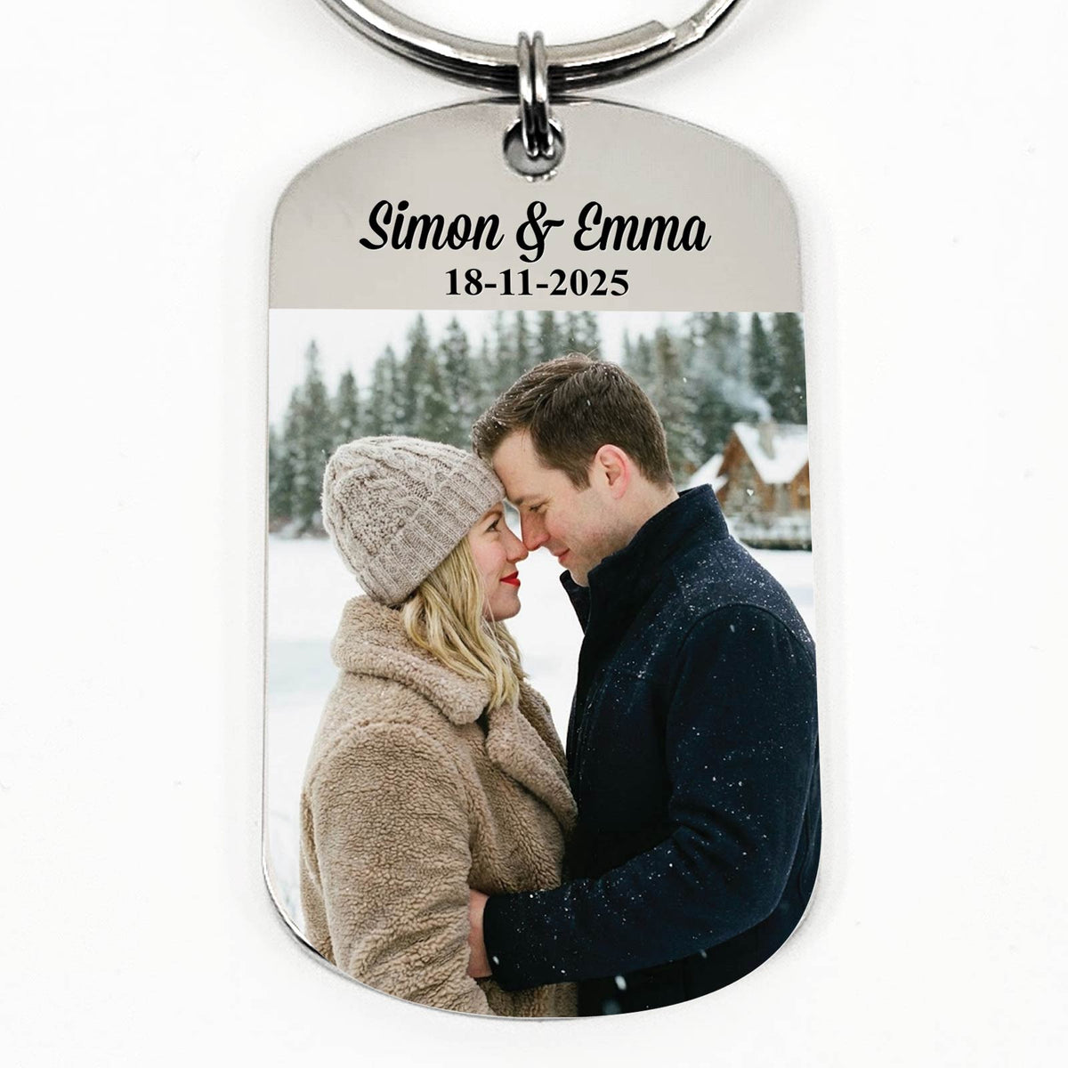 Fotoschlüsselanhänger mit Namen und Datum