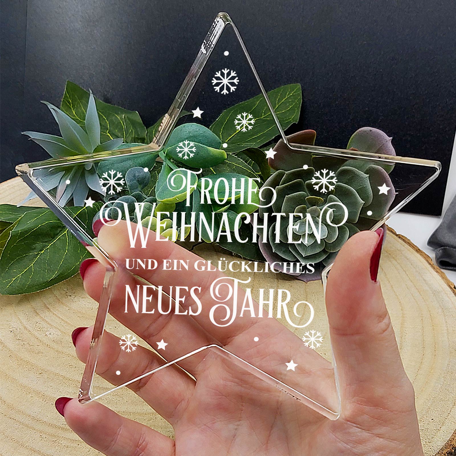 Frohe Weihnachten und ein glückliches neues Jahr - Plexiglas-Stern