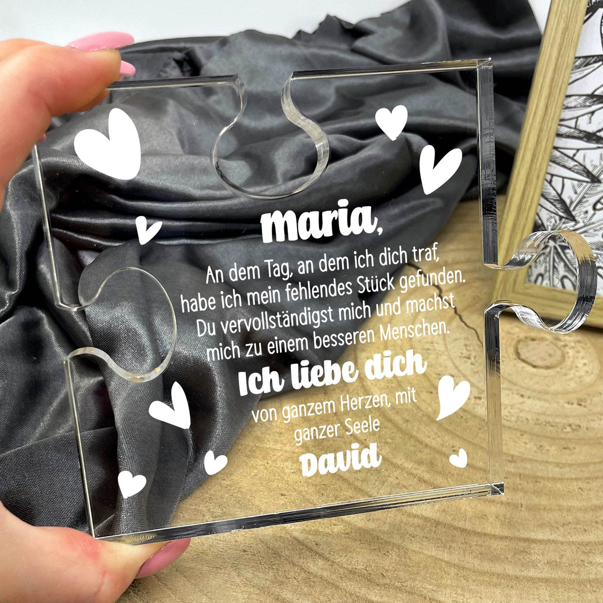 Du vervollständigst mich - Plexiglas-Puzzle Tel