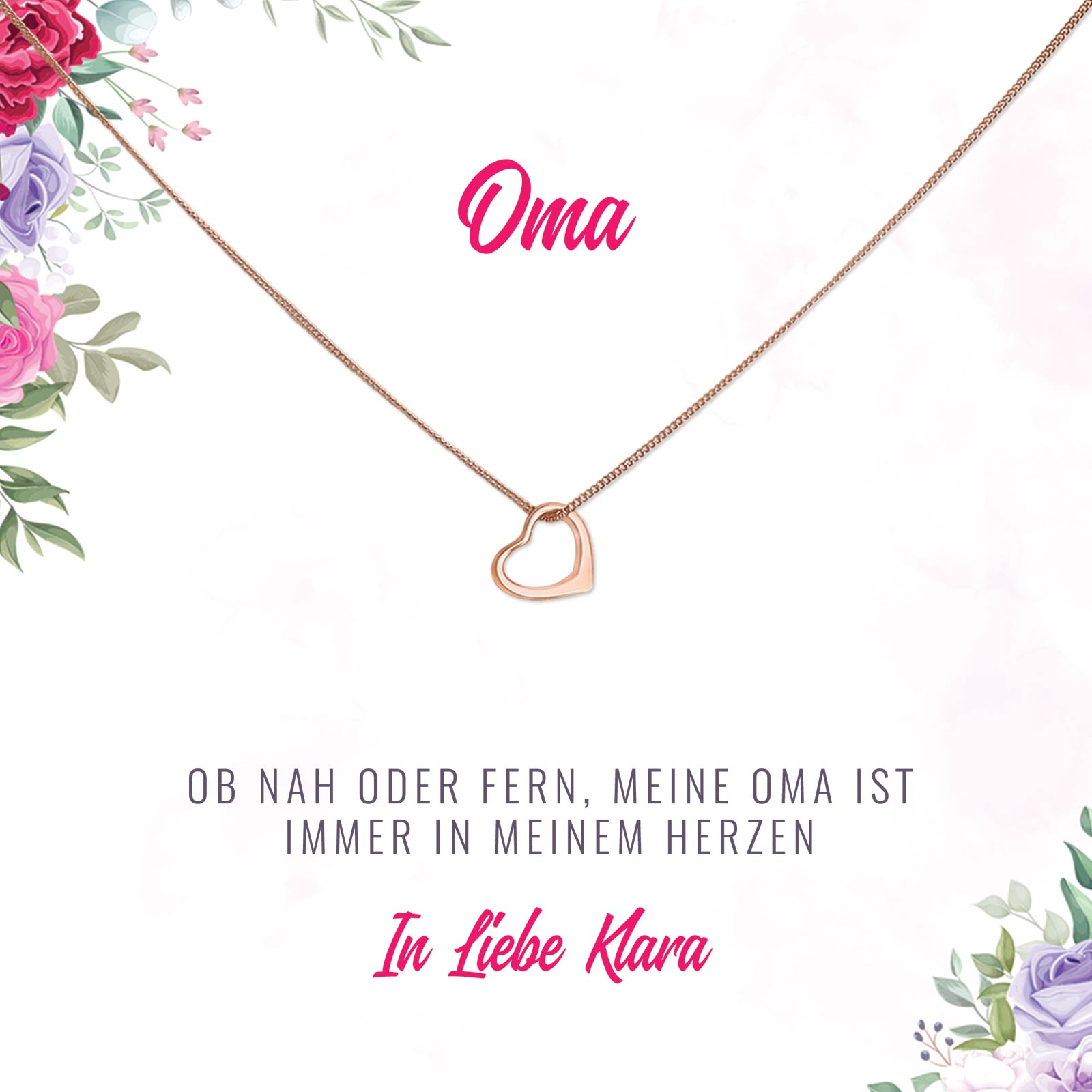 Meine Oma ist immer in meinem Herzen Info - Halskette