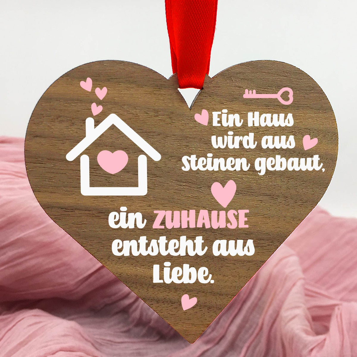 Zuhause ist Liebe- Walnussherz