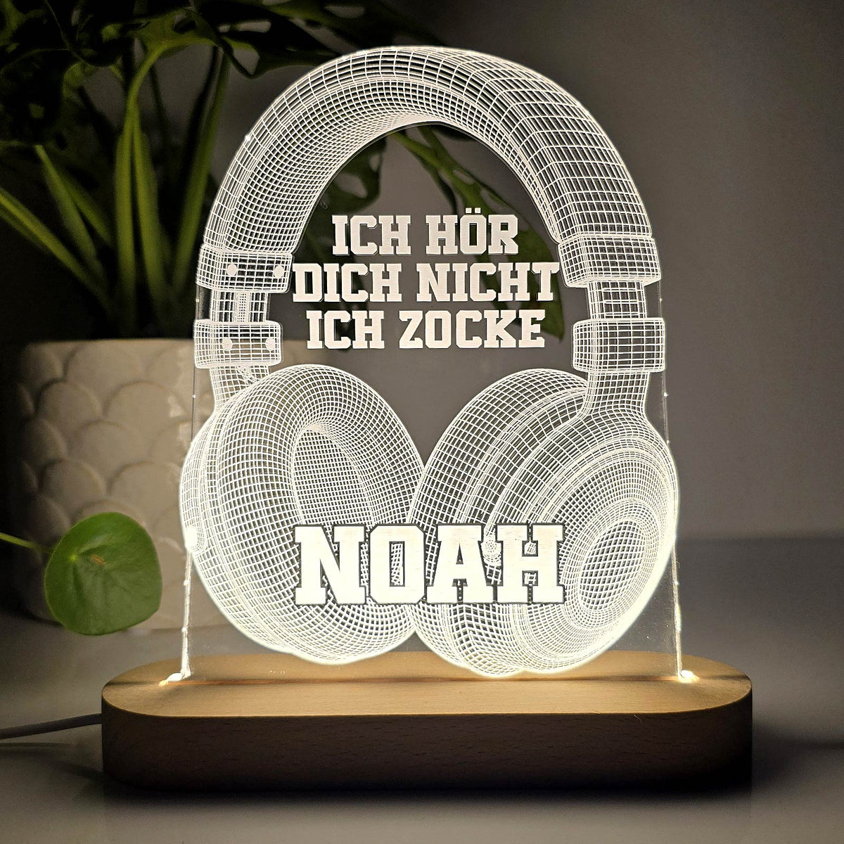 3D LED Designlampe „Ich hör dich nicht – ich zocke