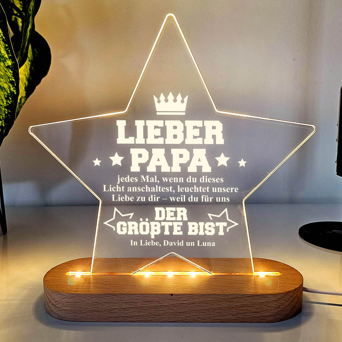 LED-Erinnerungslicht für Papa – Unsere Liebe leuchtet für dich