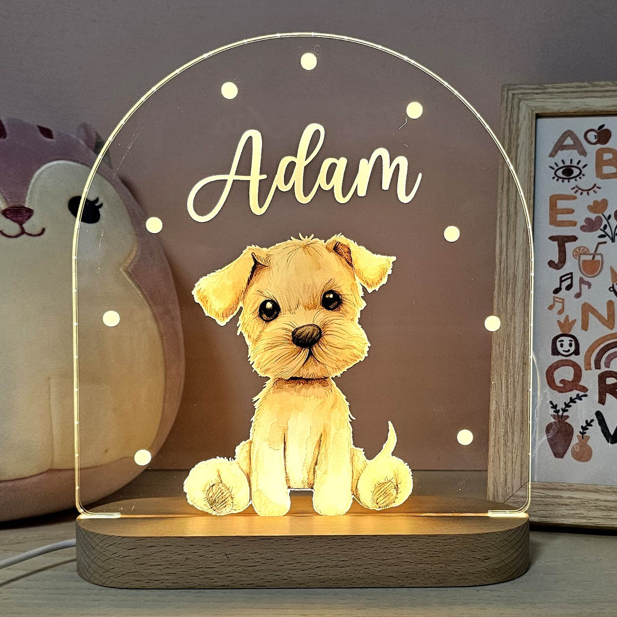 Kuscheltiere-Nachtlampe mit Namen