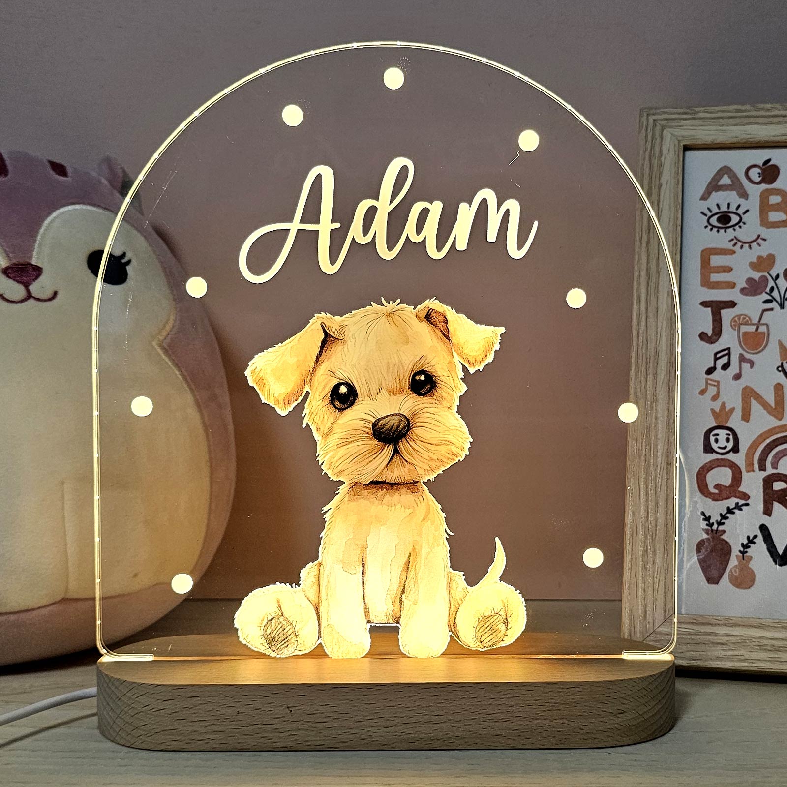 Kuscheltiere-Nachtlampe mit Namen