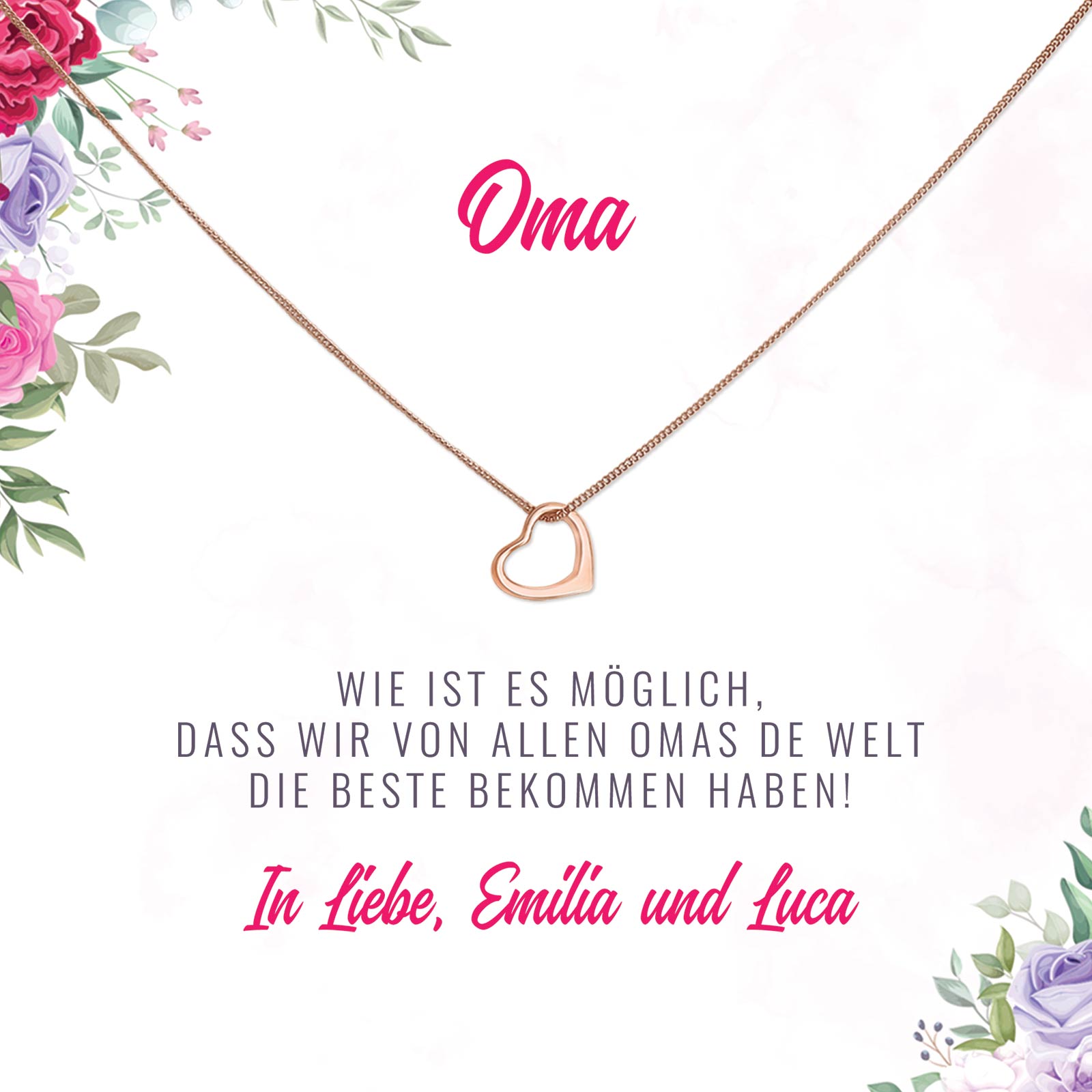 Personalisierte Grußkarte für Omas - Halskette