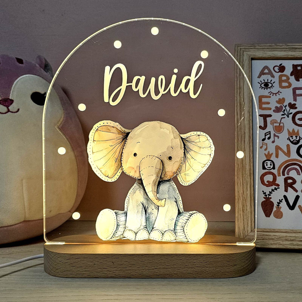 Kuscheltiere-Nachtlampe mit Namen