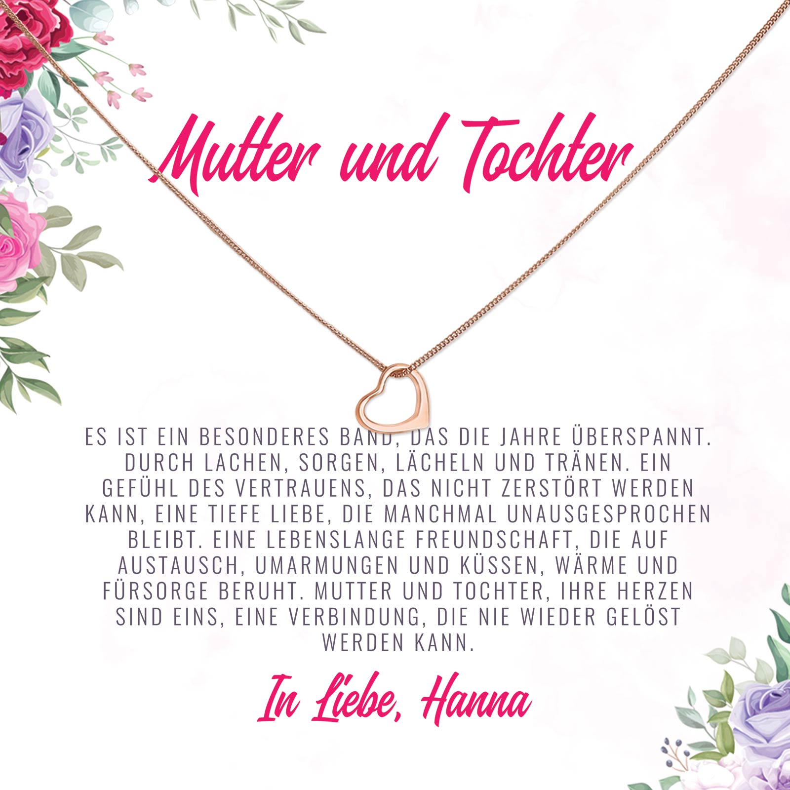 Personalisierte Grußkarte - Es ist ein besonderes Band - Halskette