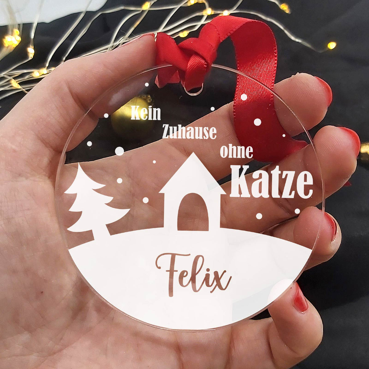 Kein Zuhause ohne Katze - Weihnachtsdeko single