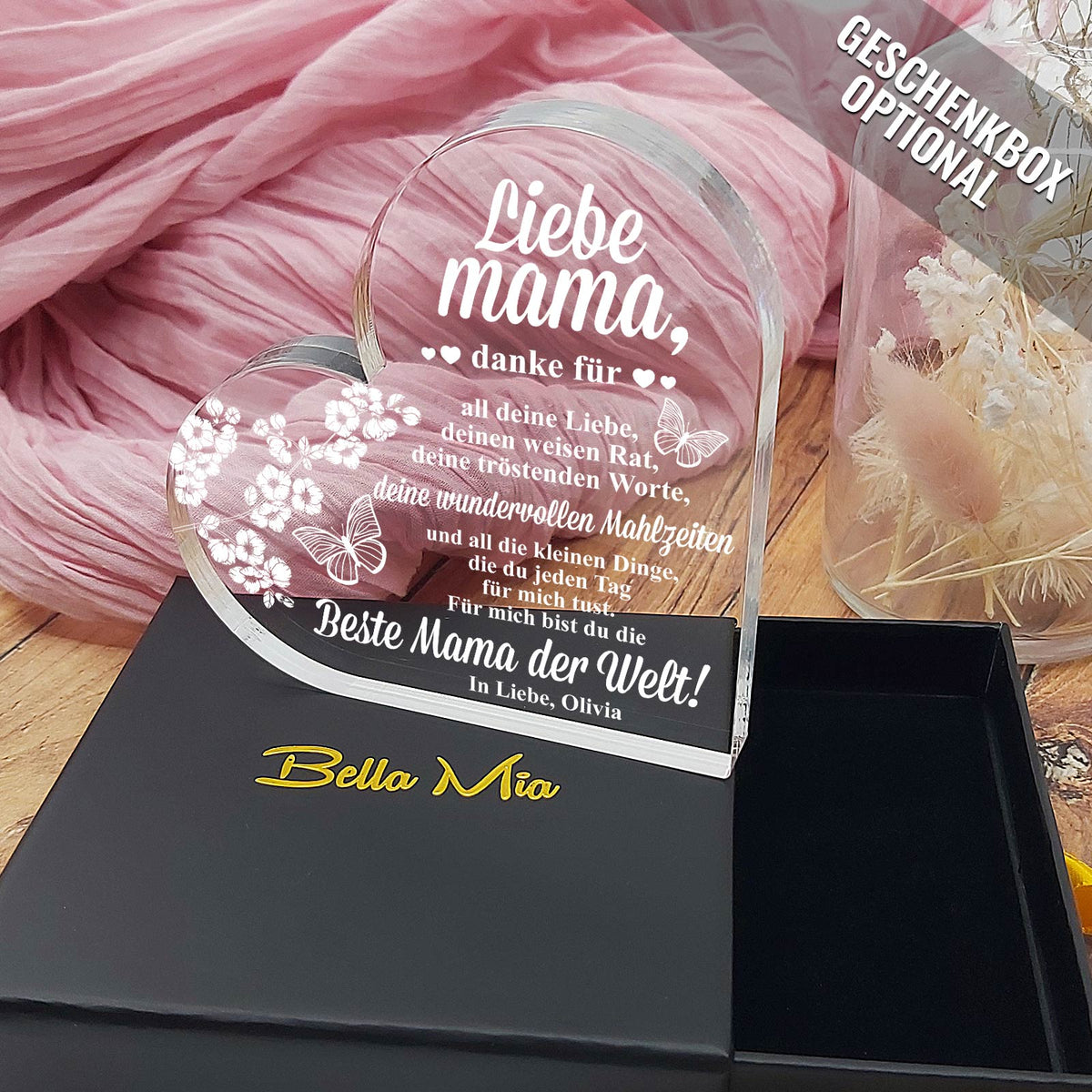 Ich möchte mich bei dir bedanken – Herz aus Plexiglas